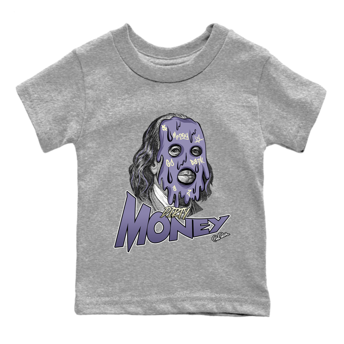 Air Jordan 5 Indigo Haze Sneaker Match Tees Dirty Money Streetwear Sneaker Shirt AJ5 Indigo Haze Sneaker Release Tees Kids Shirts Heather Grey 2