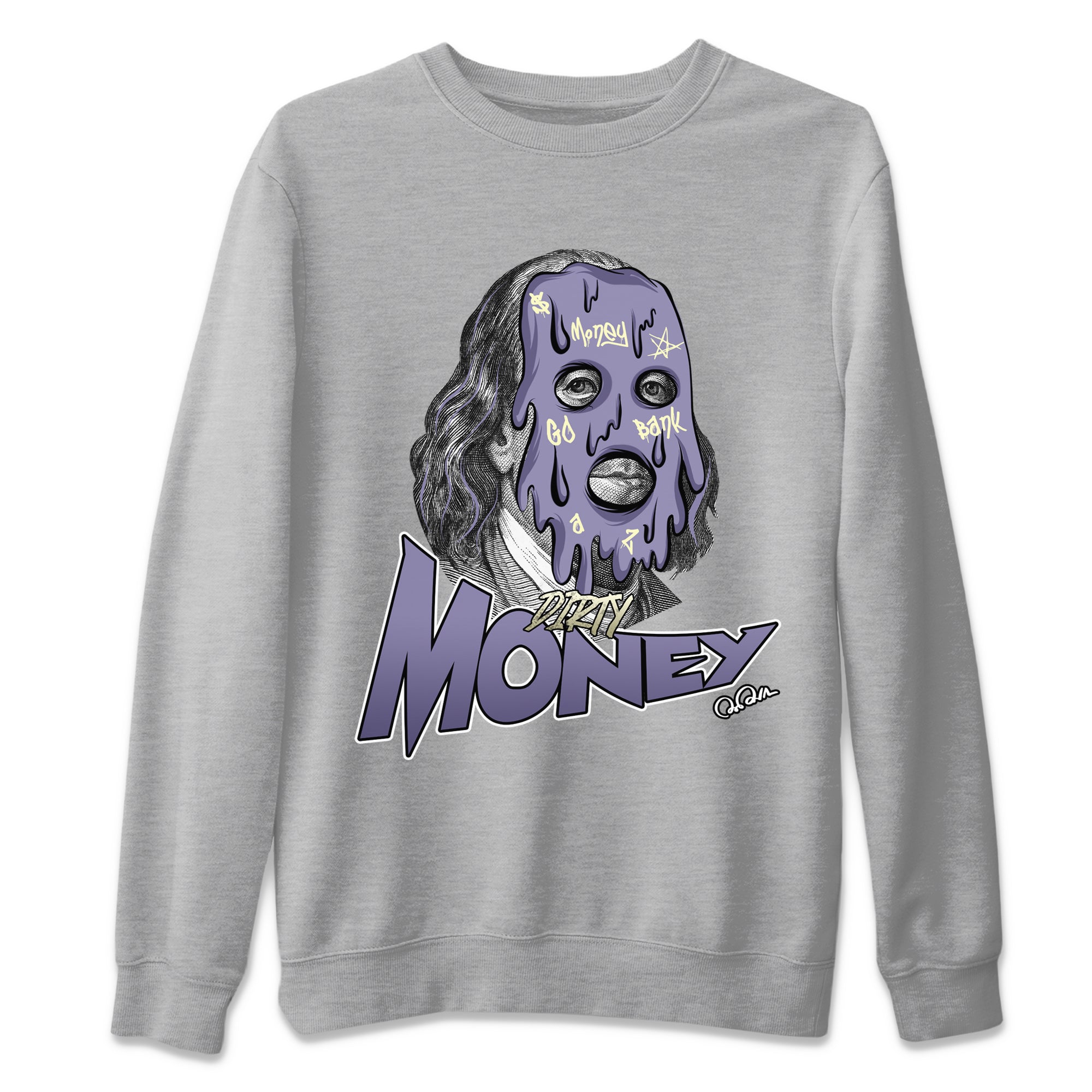 Air Jordan 5 Indigo Haze Sneaker Match Tees Dirty Money Streetwear Sneaker Shirt AJ5 Indigo Haze Sneaker Release Tees Unisex Shirts Heather Grey 2