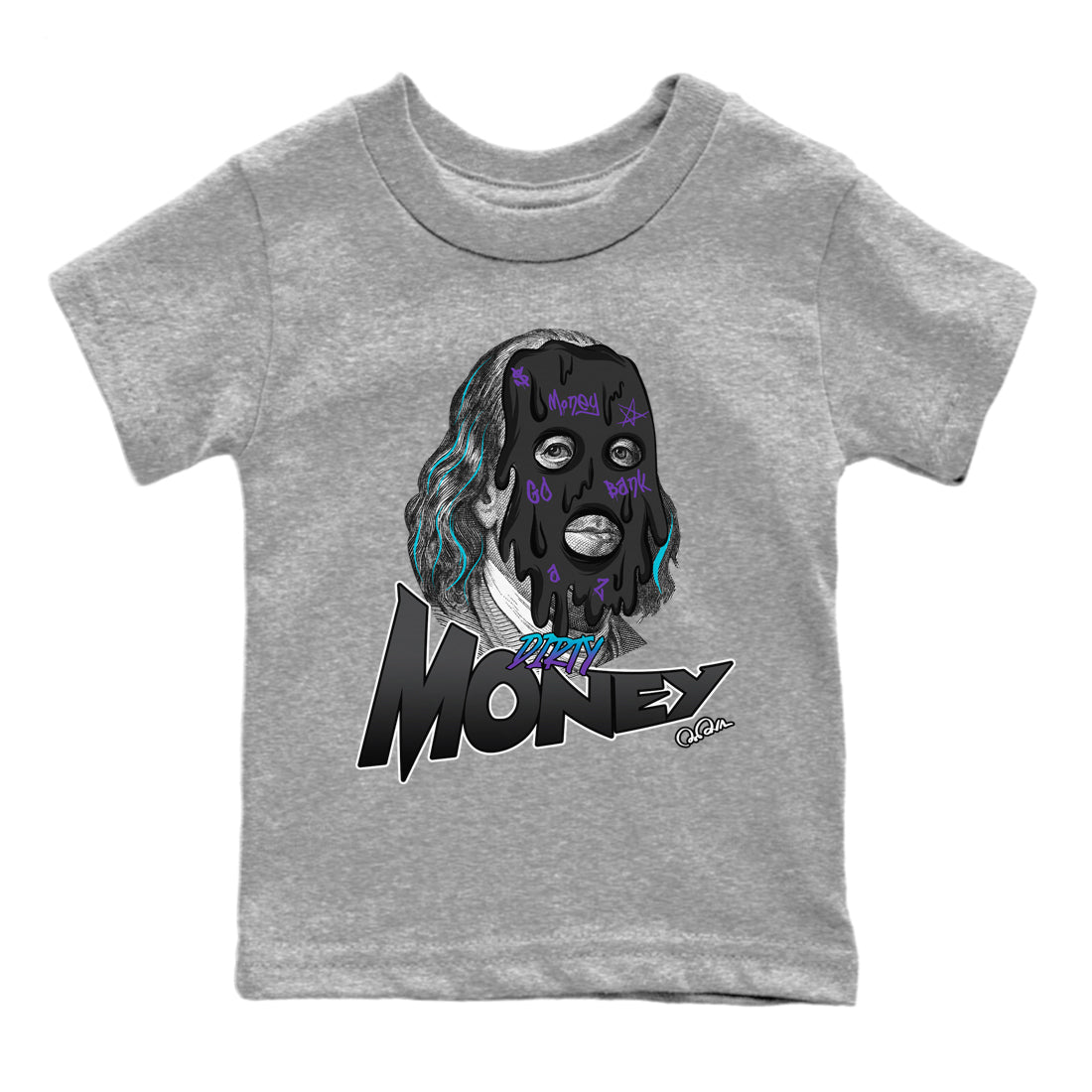 Air Jordan 6 Aqua Sneaker Match Tees Dirty Money Streetwear Sneaker Shirt AJ6 Aqua Sneaker Release Tees Kids Shirts Heather Grey 2
