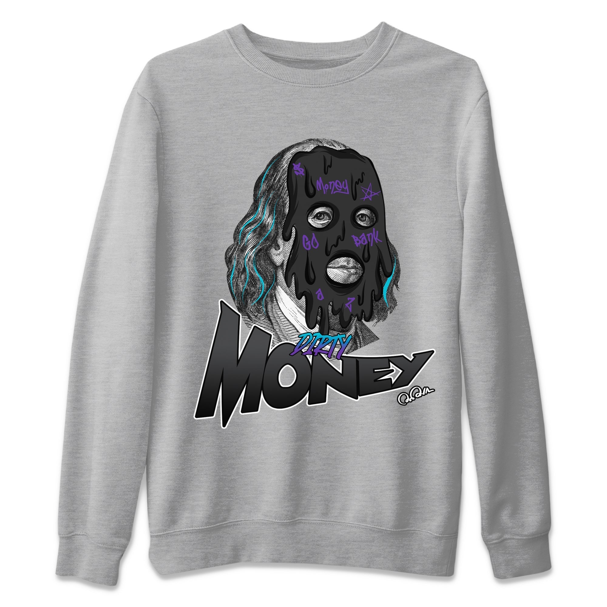 Air Jordan 6 Aqua Sneaker Match Tees Dirty Money Streetwear Sneaker Shirt AJ6 Aqua Sneaker Release Tees Unisex Shirts Heather Grey 2