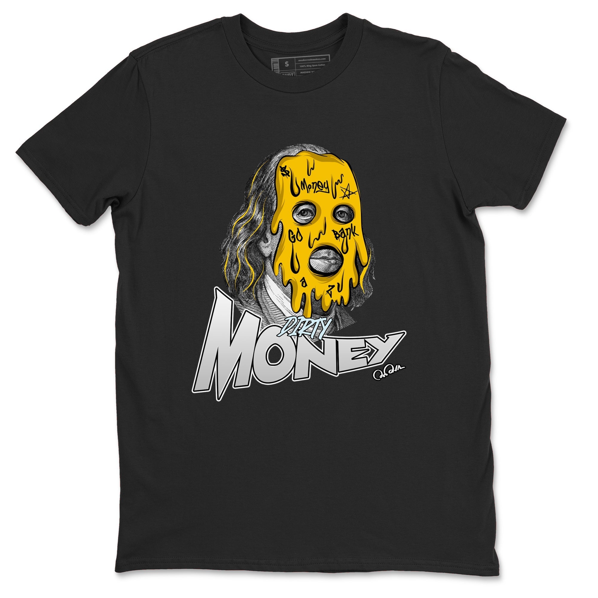 Air Jordan 6 Yellow Ochre shirt to match jordans Dirty Money sneaker tees streetwear brand AJ6 Yellow Ochre Drip Gear Zone Brand Unisex Black 2 T-Shirt