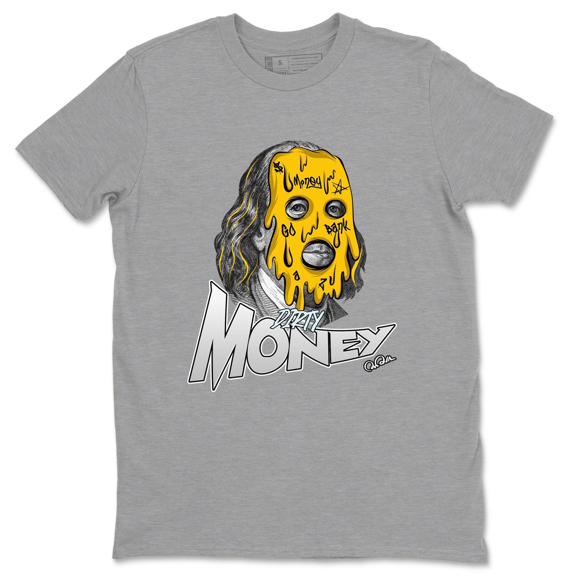 Air Jordan 6 Yellow Ochre shirt to match jordans Dirty Money sneaker tees streetwear brand AJ6 Yellow Ochre Drip Gear Zone Brand Unisex Heather Grey 2 T-Shirt