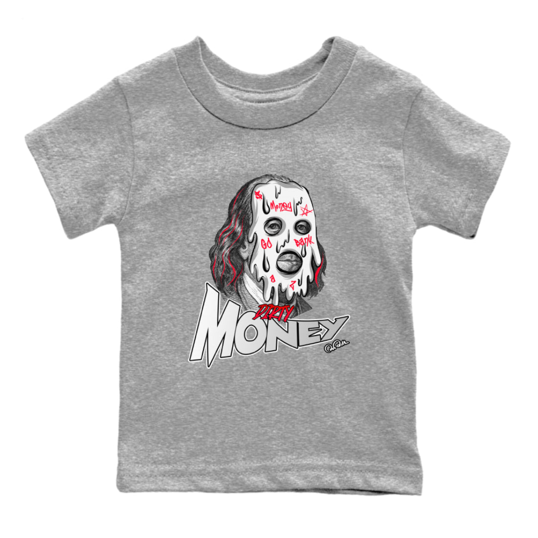 Air Jordan 7 Infrared Sneaker Match Tees Dirty Money Streetwear Sneaker Shirt AJ7 Infrared Sneaker Release Tees Kids Shirts Heather Grey 2