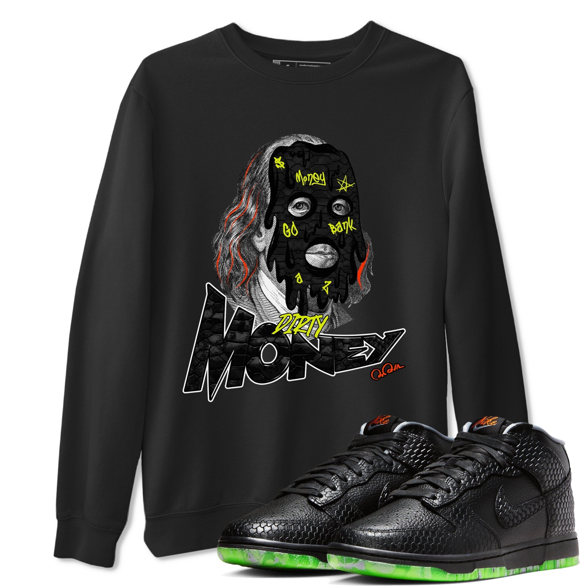 Dunk Halloween shirt to match jordans Dirty Money sneaker tees halloween horror nights Nike Dunk Halloween Drip Gear Zone Unisex Crew Neck Tee Black 1 T-Shirt