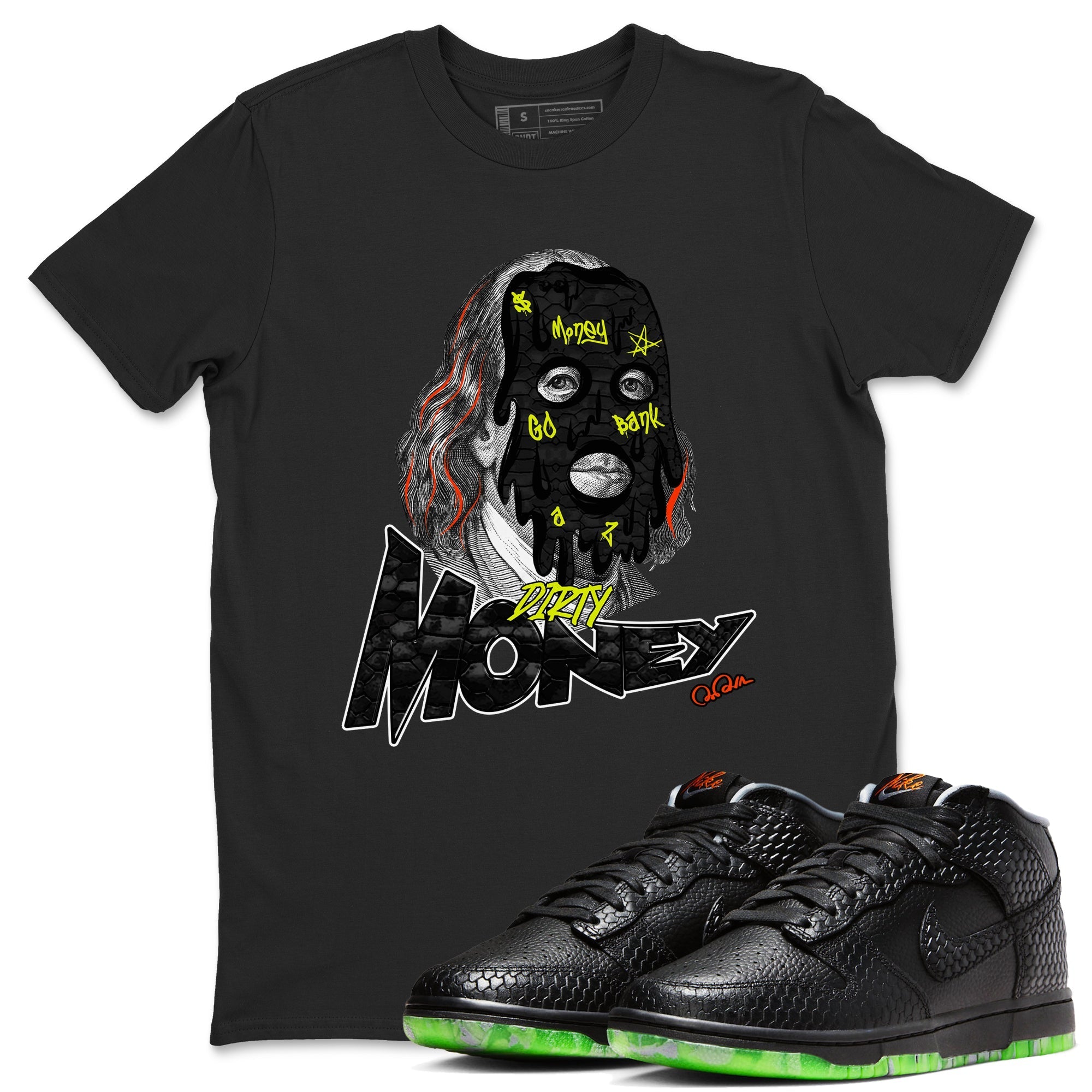 Dunk Halloween shirt to match jordans Dirty Money sneaker tees halloween horror nights Nike Dunk Halloween Drip Gear Zone Unisex Crew Neck Tee Black 1 T-Shirt