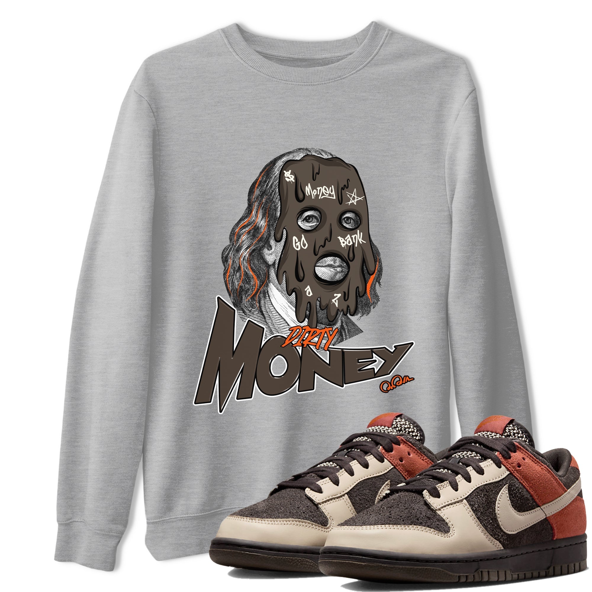 Dunk Red Panda shirt to match jordans Dirty Money sneaker tees Nike Dunk LowRed Panda Drip Gear Zone Sneaker T-Shirts Crew Neck Casual Fit Heather Grey 1 T-Shirt