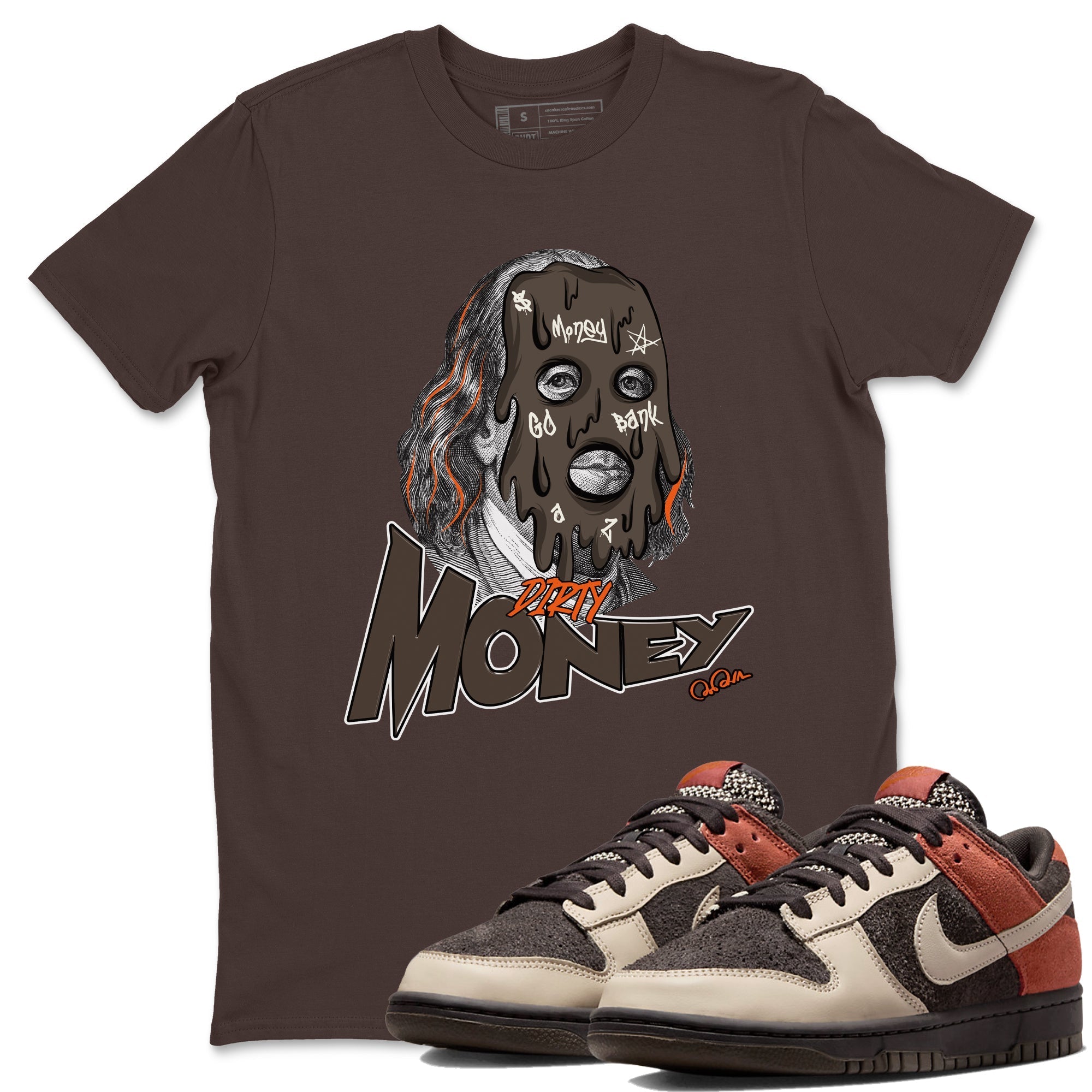 Dunk Red Panda shirt to match jordans Dirty Money sneaker tees Nike Dunk LowRed Panda Drip Gear Zone Sneaker T-Shirts Crew Neck Casual Fit Dark Chocolate 1 T-Shirt