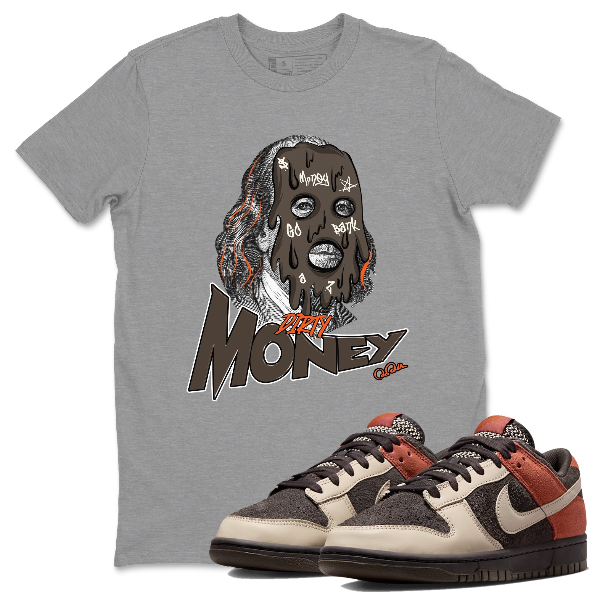 Dunk Red Panda shirt to match jordans Dirty Money sneaker tees Nike Dunk LowRed Panda Drip Gear Zone Sneaker T-Shirts Crew Neck Casual Fit Heather Grey 1 T-Shirt