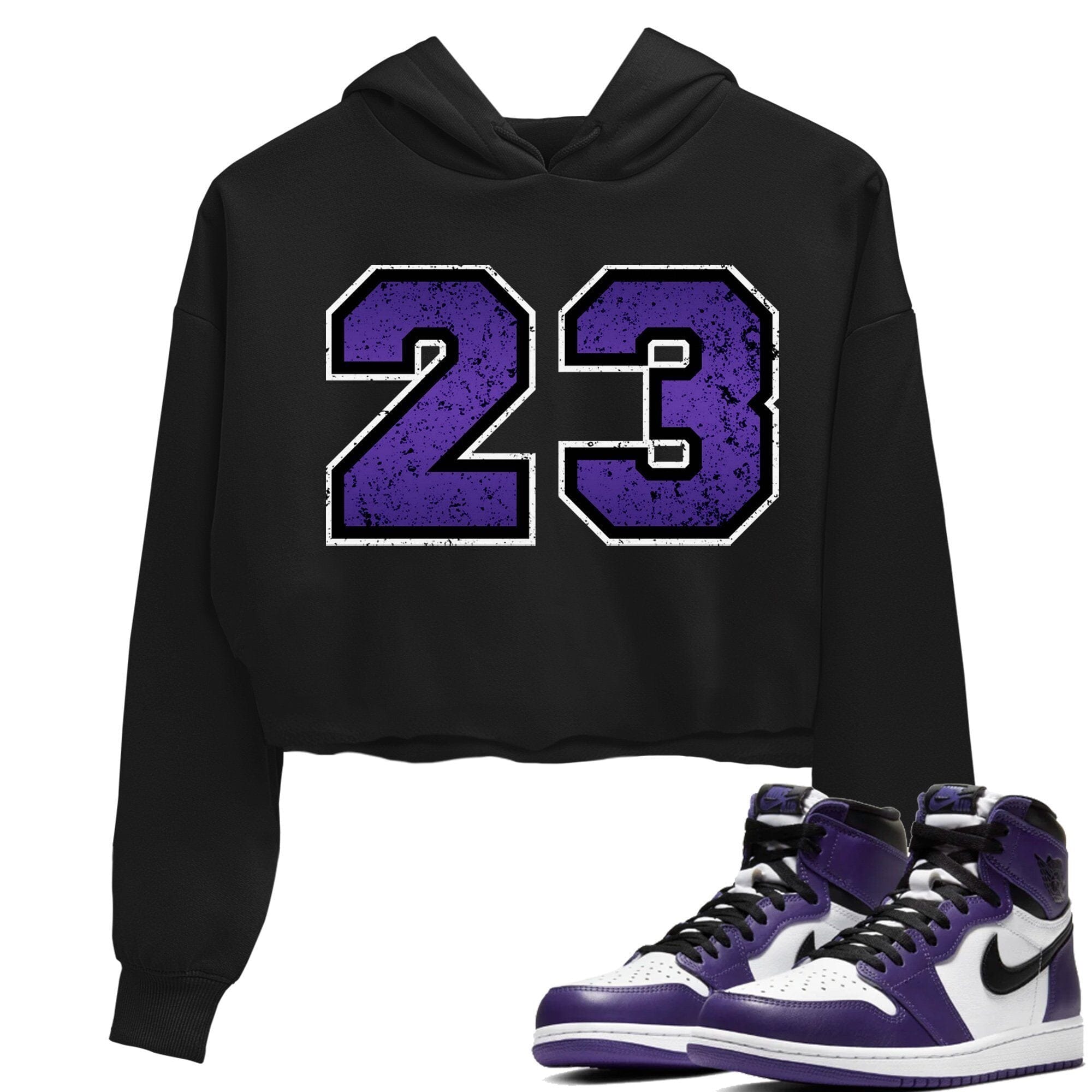 Jordan 1 Court Purple Sneaker Matching T-Shirt Distressed 23 Sneaker Tees Jordan 1 Court Purple Sneaker Release Tees Women's Shirts