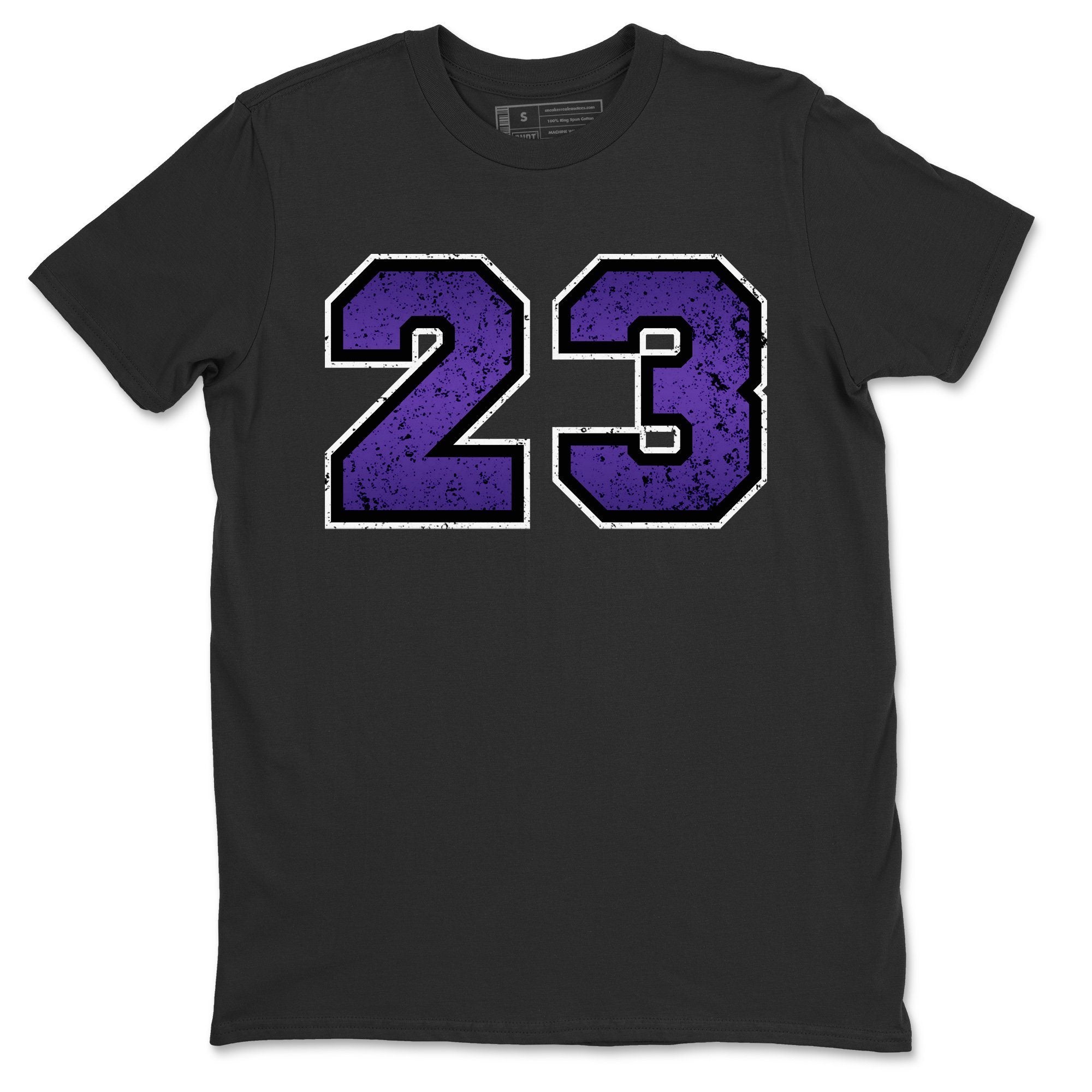 Jordan 1 Court Purple Sneaker Matching T-Shirt Distressed 23 Sneaker Tees Jordan 1 Court Purple Sneaker Release Tees Crew Neck Tees
