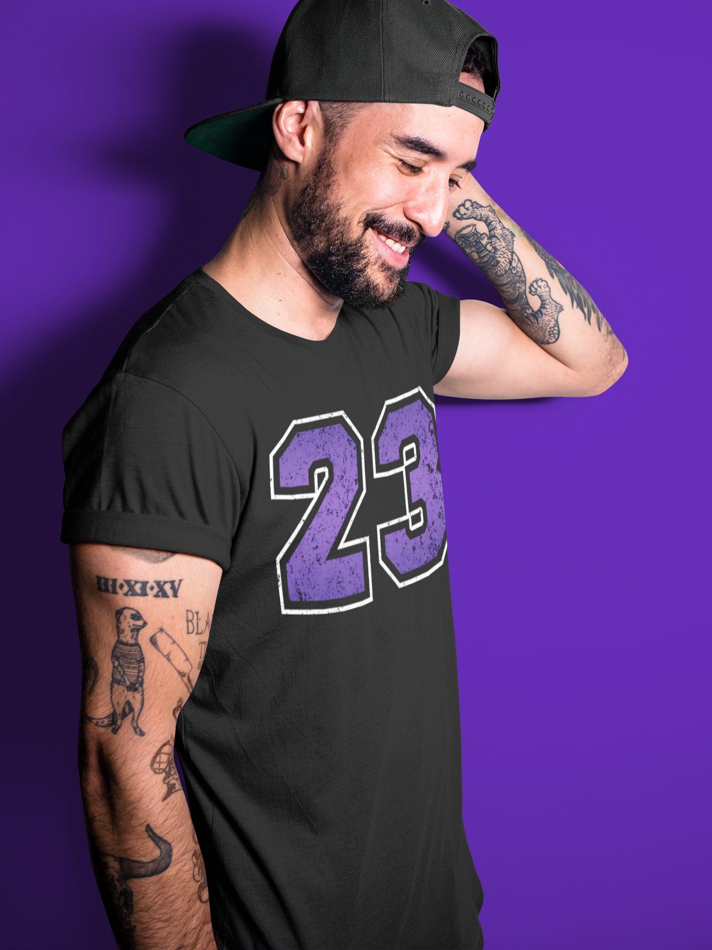 Jordan 1 Court Purple Sneaker Matching T-Shirt Distressed 23 Sneaker Tees Jordan 1 Court Purple Sneaker Release Tees Crew Neck Tees