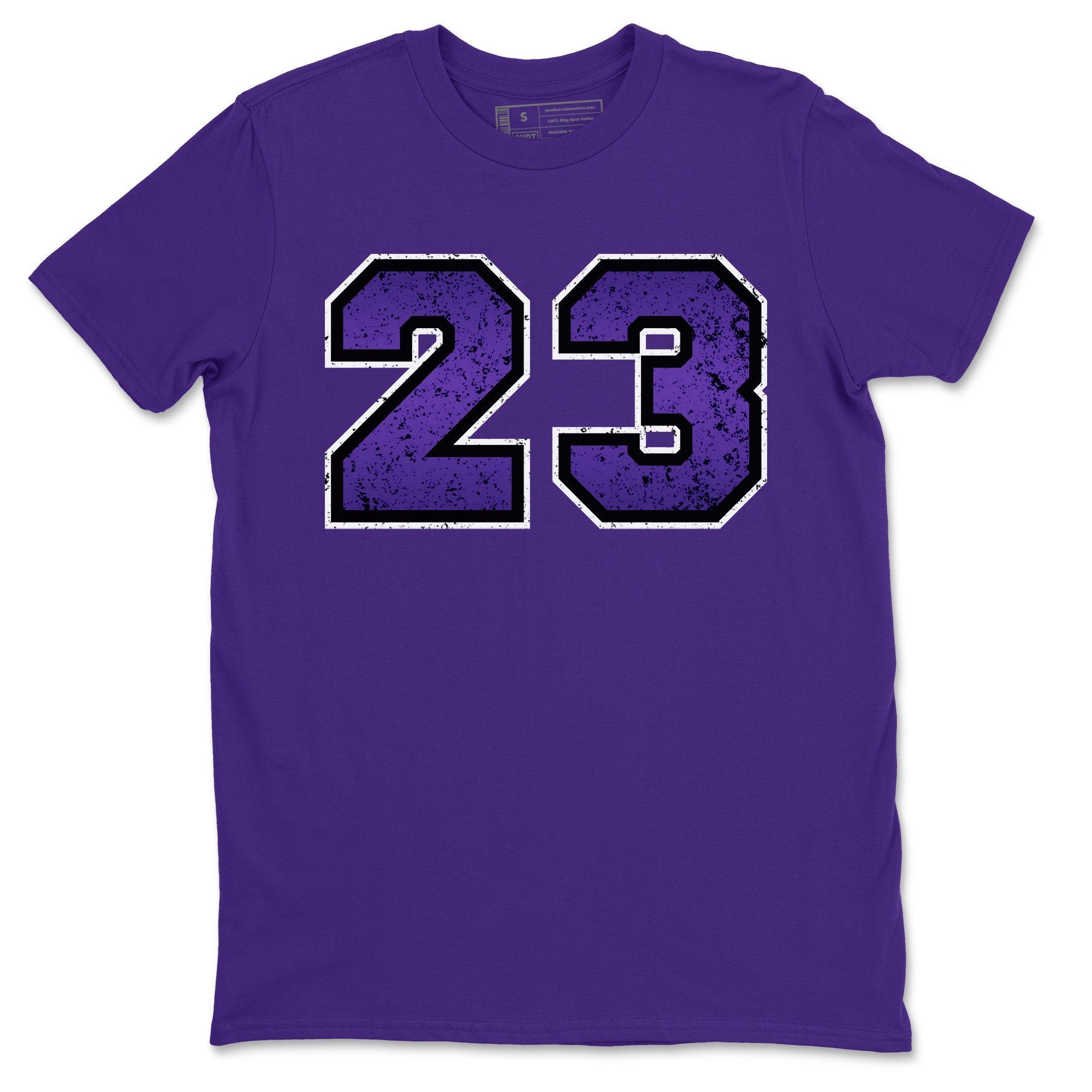 Jordan 1 Court Purple Sneaker Matching T-Shirt Distressed 23 Sneaker Tees Jordan 1 Court Purple Sneaker Release Tees Crew Neck Tees