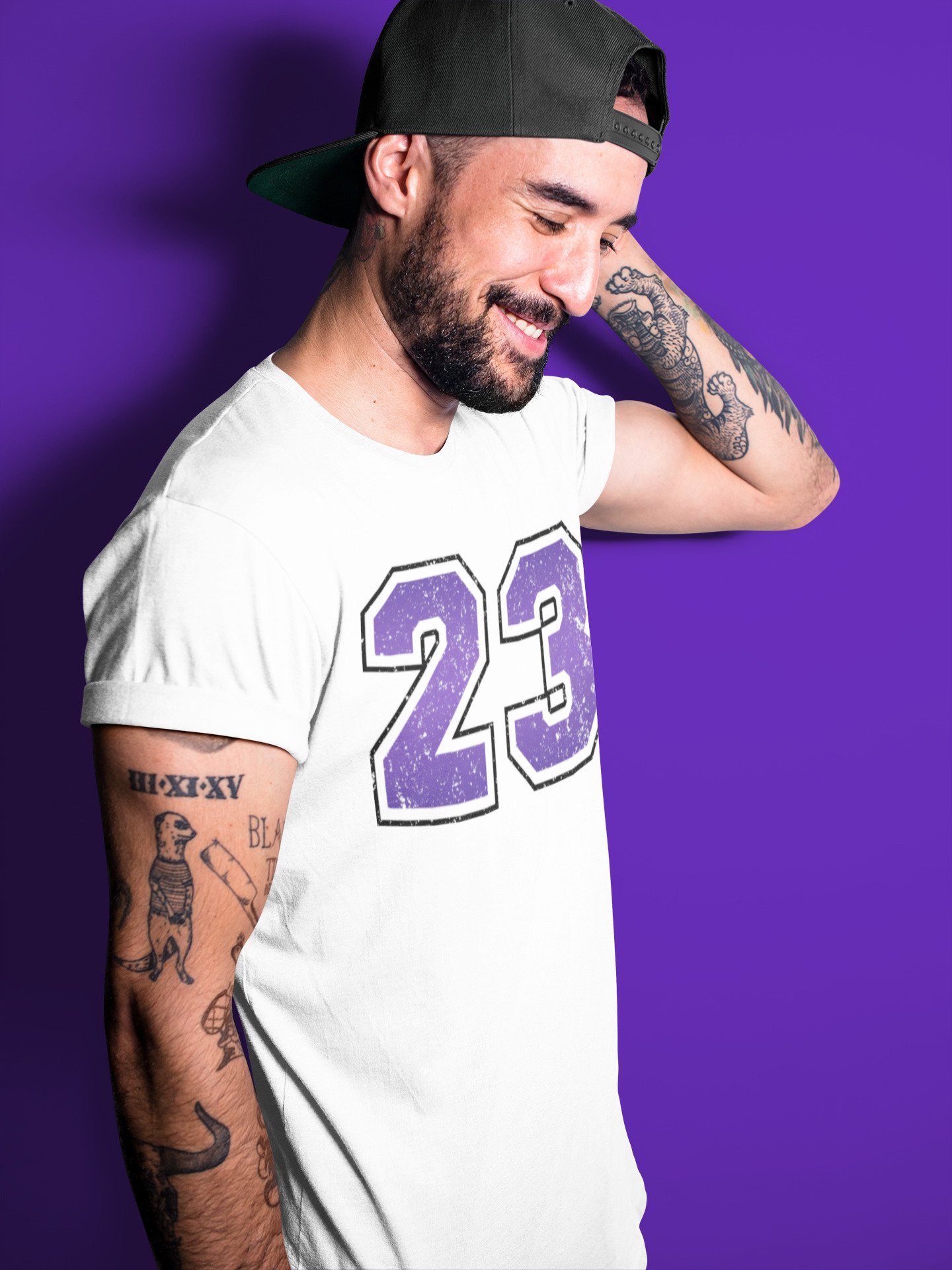 Jordan 1 Court Purple Sneaker Matching T-Shirt Distressed 23 Sneaker Tees Jordan 1 Court Purple Sneaker Release Tees Crew Neck Tees