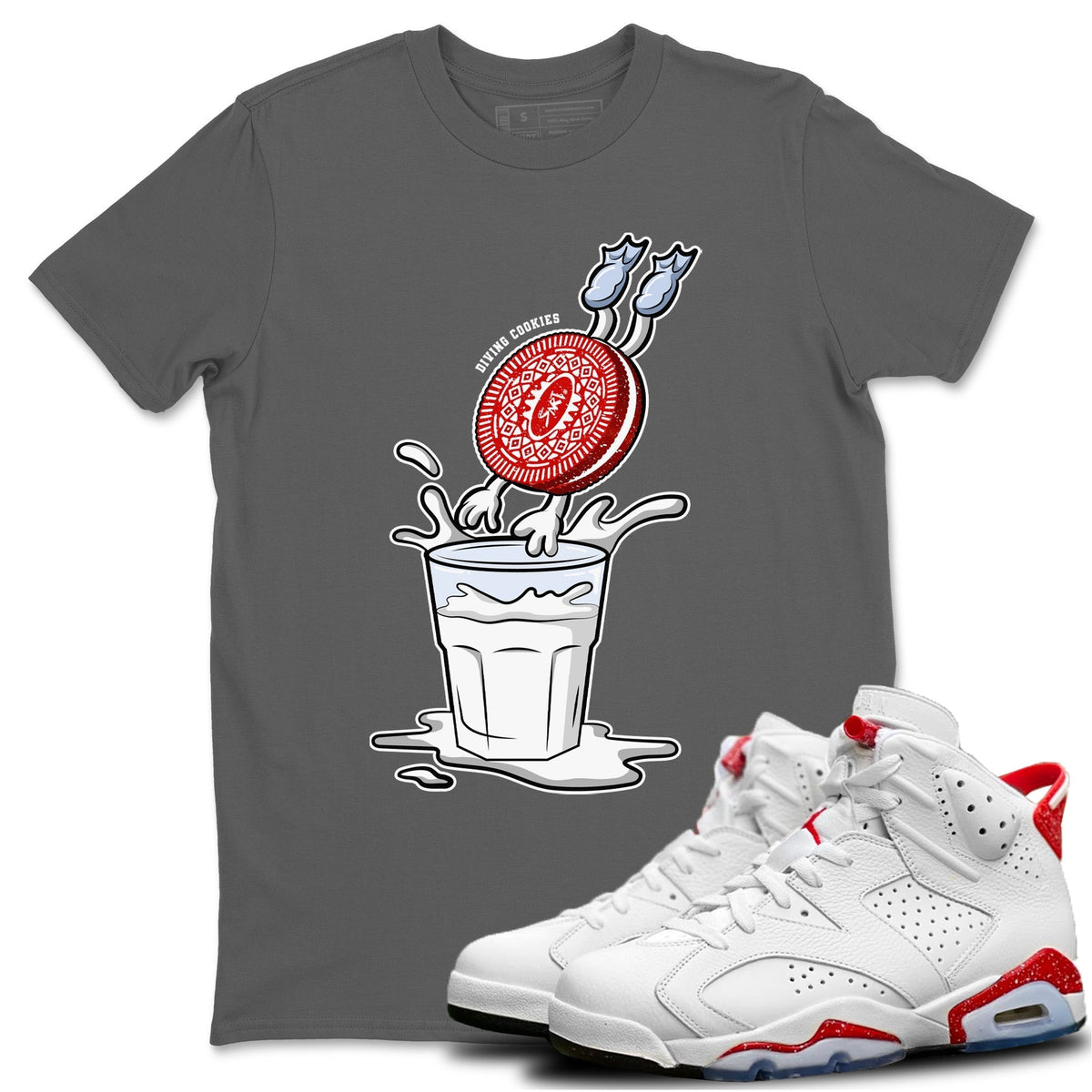Jordan 6 Red Velvet Cookies Shirt To Match Jordans Diving Cookies Sneaker Tees Jordan 6 Red Velvet Cookies Drip Gear Zone Sneaker Matching Clothing Unisex Shirts