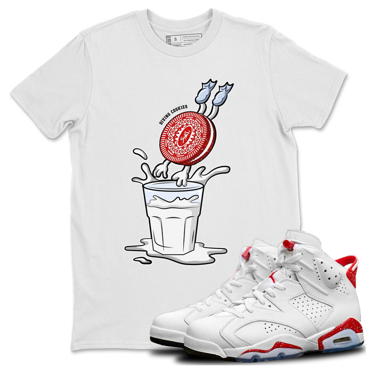 Jordan 6 Red Velvet Cookies Shirt To Match Jordans Diving Cookies Sneaker Tees Jordan 6 Red Velvet Cookies Drip Gear Zone Sneaker Matching Clothing Unisex Shirts