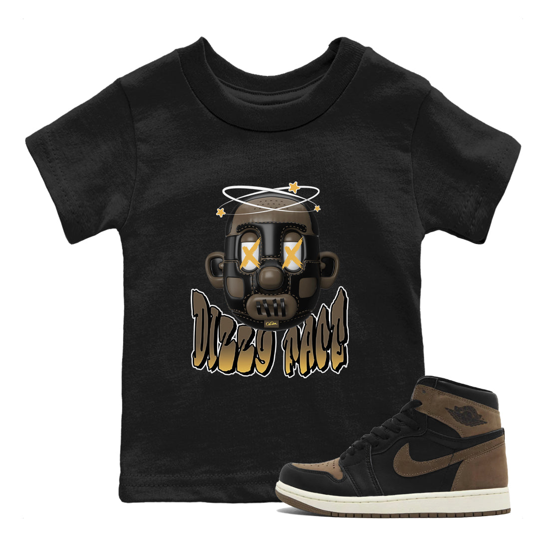 Air Jordan 1 Palomino shirt to match jordans Dizzy Face Streetwear Sneaker Shirt AJ1 High Palomino Drip Gear Zone Sneaker Matching Clothing Baby Toddler Black 1 T-Shirt