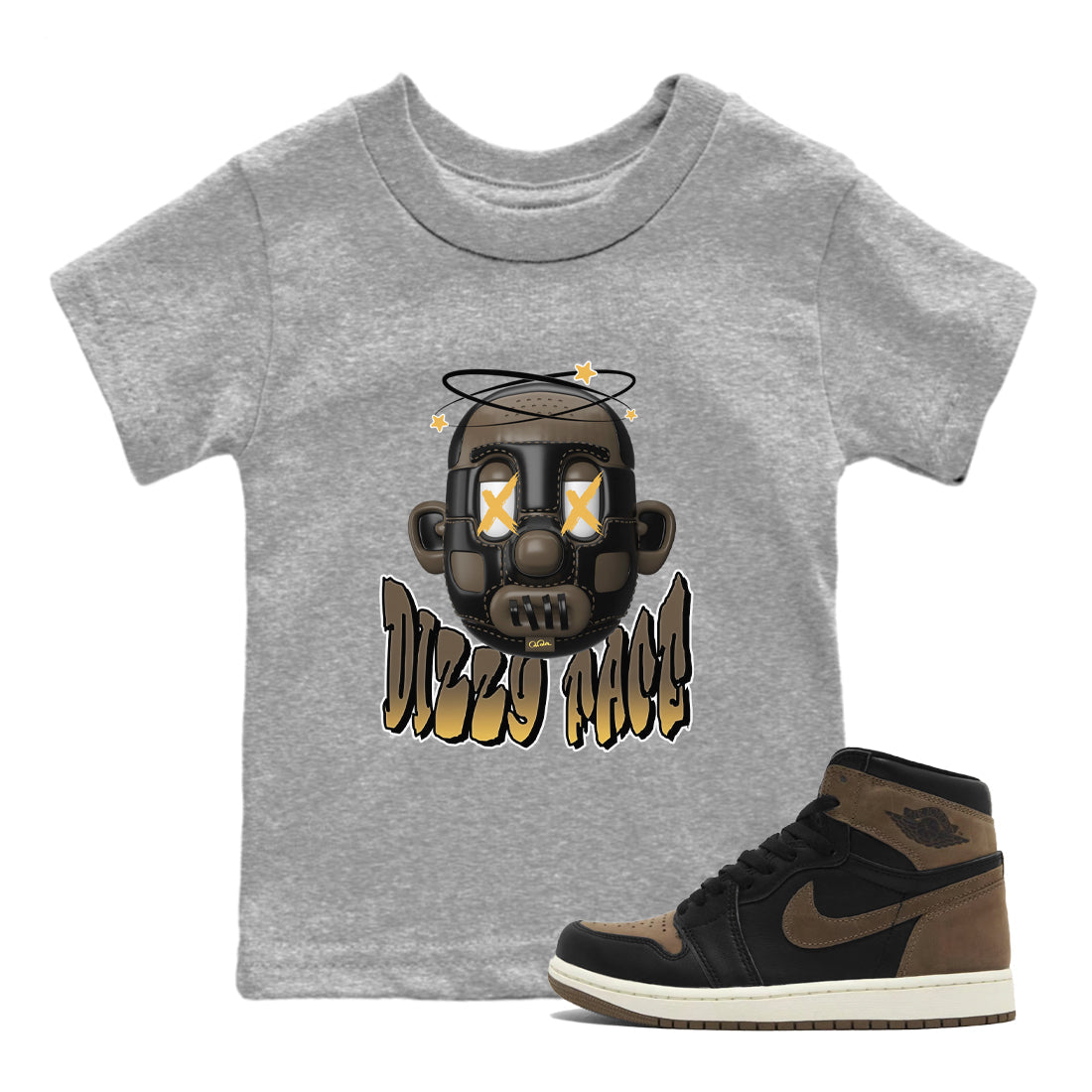 Air Jordan 1 Palomino shirt to match jordans Dizzy Face Streetwear Sneaker Shirt AJ1 High Palomino Drip Gear Zone Sneaker Matching Clothing Baby Toddler Heather Grey 1 T-Shirt