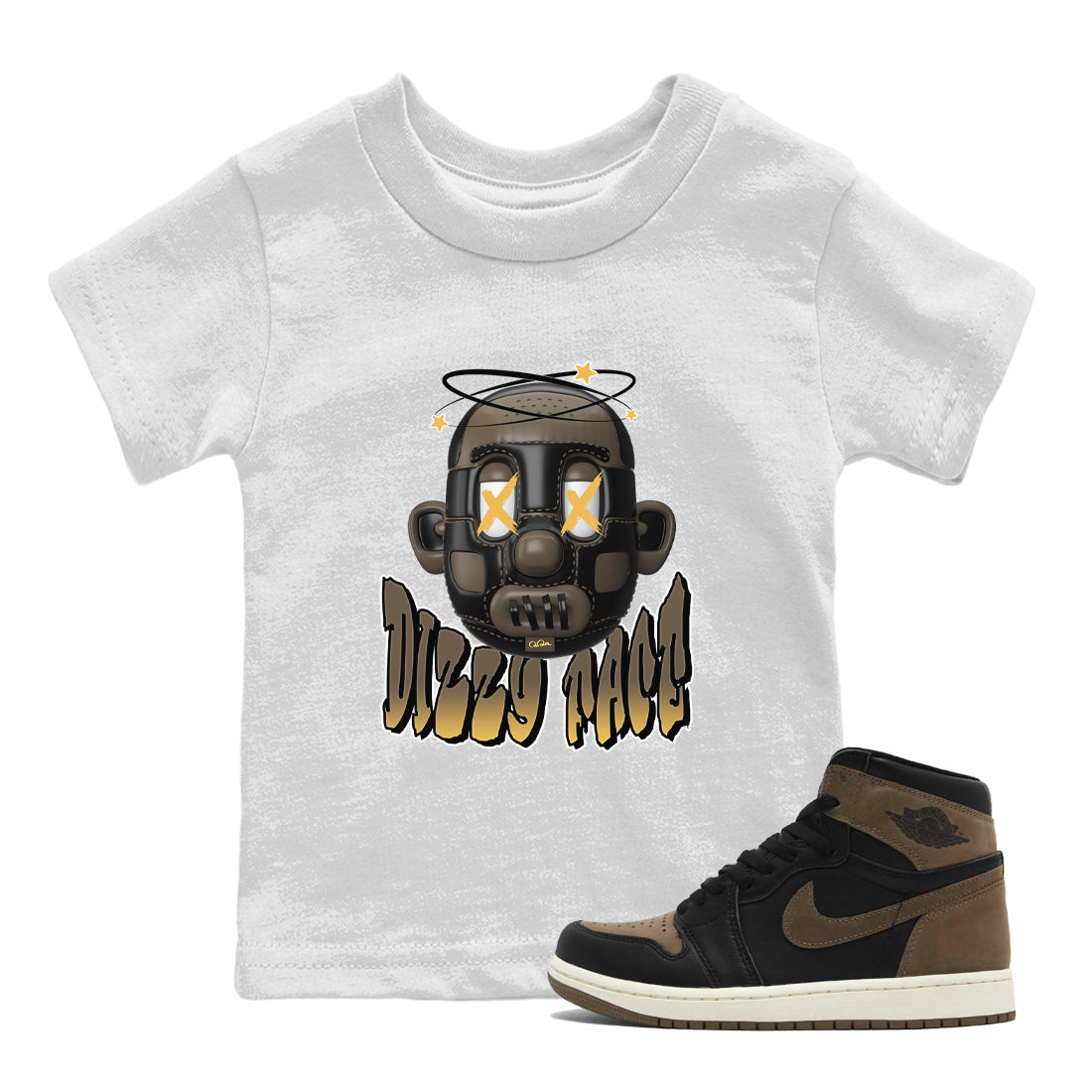 Air Jordan 1 Palomino shirt to match jordans Dizzy Face Streetwear Sneaker Shirt AJ1 High Palomino Drip Gear Zone Sneaker Matching Clothing Baby Toddler White 1 T-Shirt