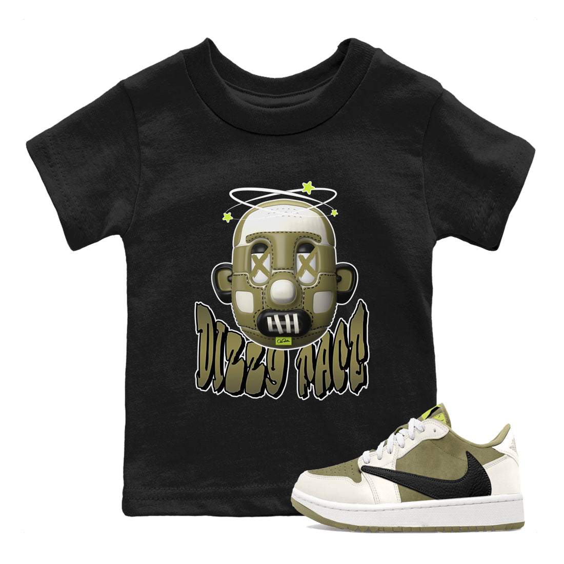 Air Jordan 1 Travis Scott Golf shirt to match jordans Dizzy Face Streetwear Sneaker Shirt AJ1 lowTravis Scott Golf Drip Gear Zone Sneaker Matching Clothing Baby Toddler Black 1 T-Shirt