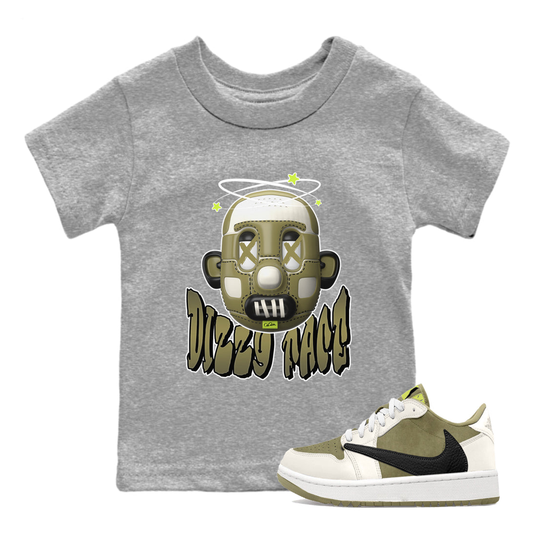 Air Jordan 1 Travis Scott Golf shirt to match jordans Dizzy Face Streetwear Sneaker Shirt AJ1 lowTravis Scott Golf Drip Gear Zone Sneaker Matching Clothing Baby Toddler Heather Grey 1 T-Shirt