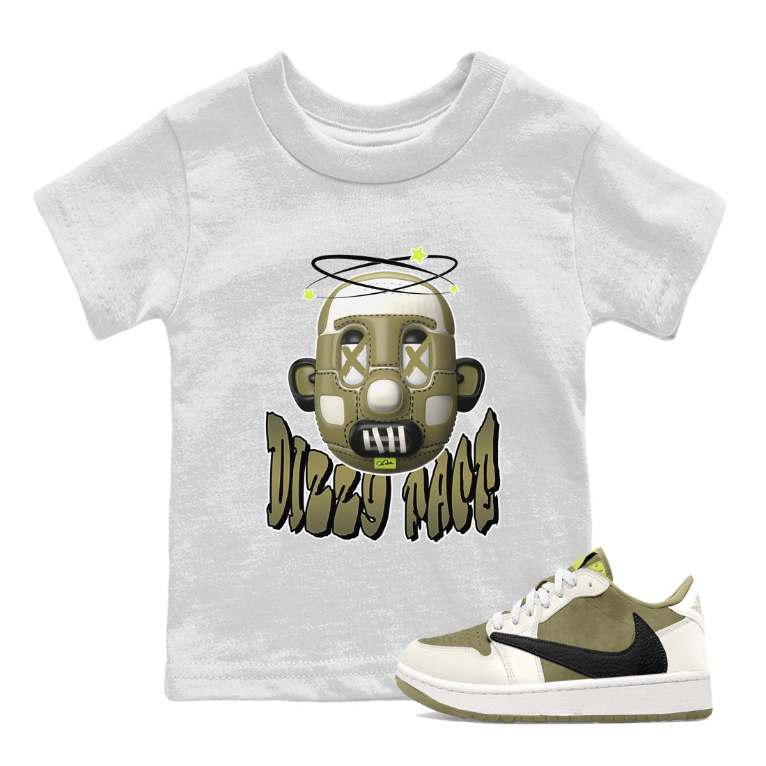 Air Jordan 1 Travis Scott Golf shirt to match jordans Dizzy Face Streetwear Sneaker Shirt AJ1 lowTravis Scott Golf Drip Gear Zone Sneaker Matching Clothing Baby Toddler White 1 T-Shirt