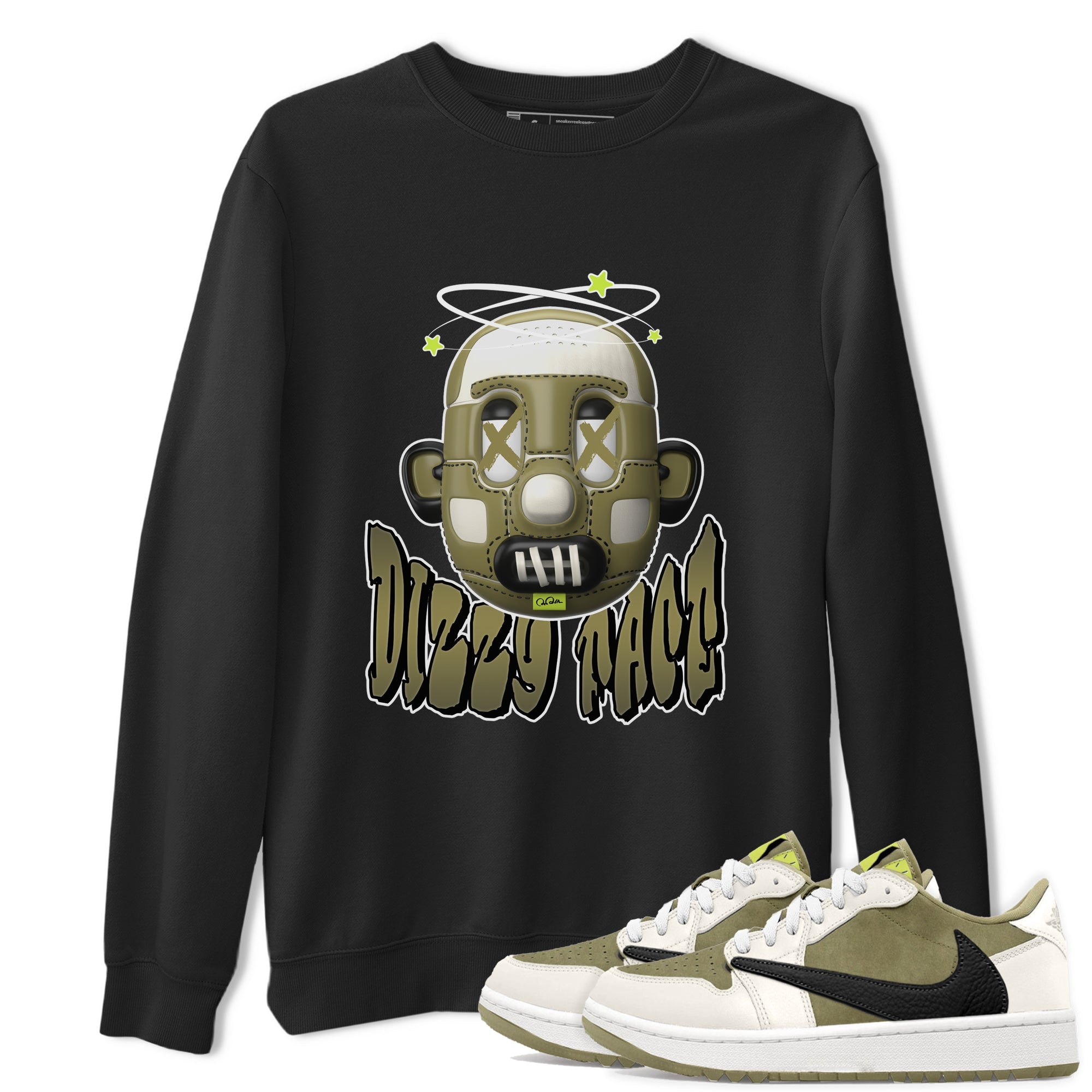 Air Jordan 1 Travis Scott Golf shirt to match jordans Dizzy Face Streetwear Sneaker Shirt AJ1 lowTravis Scott Golf Drip Gear Zone Sneaker Matching Clothing Unisex Black 1 T-Shirt