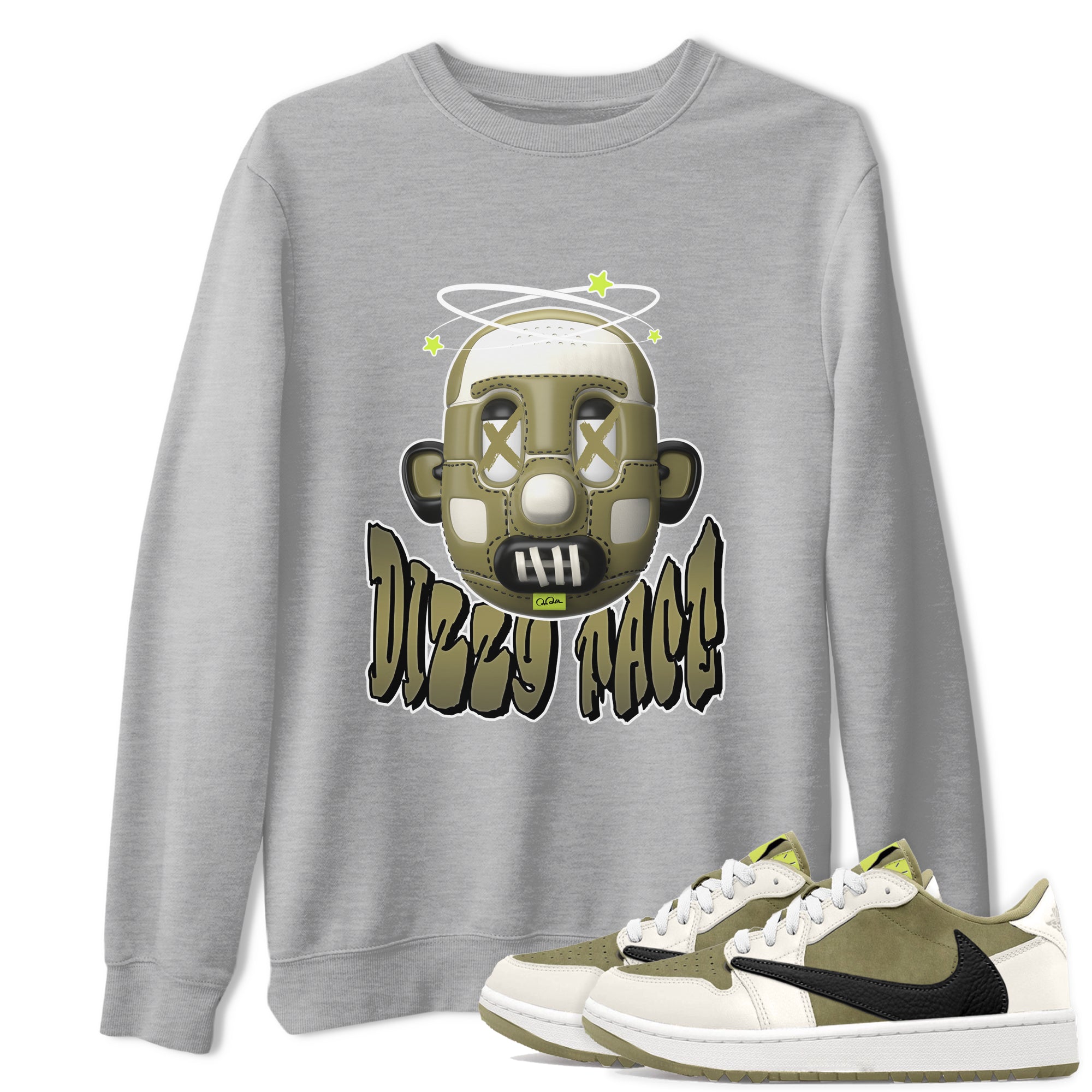 Air Jordan 1 Travis Scott Golf shirt to match jordans Dizzy Face Streetwear Sneaker Shirt AJ1 lowTravis Scott Golf Drip Gear Zone Sneaker Matching Clothing Unisex Heather Grey 1 T-Shirt