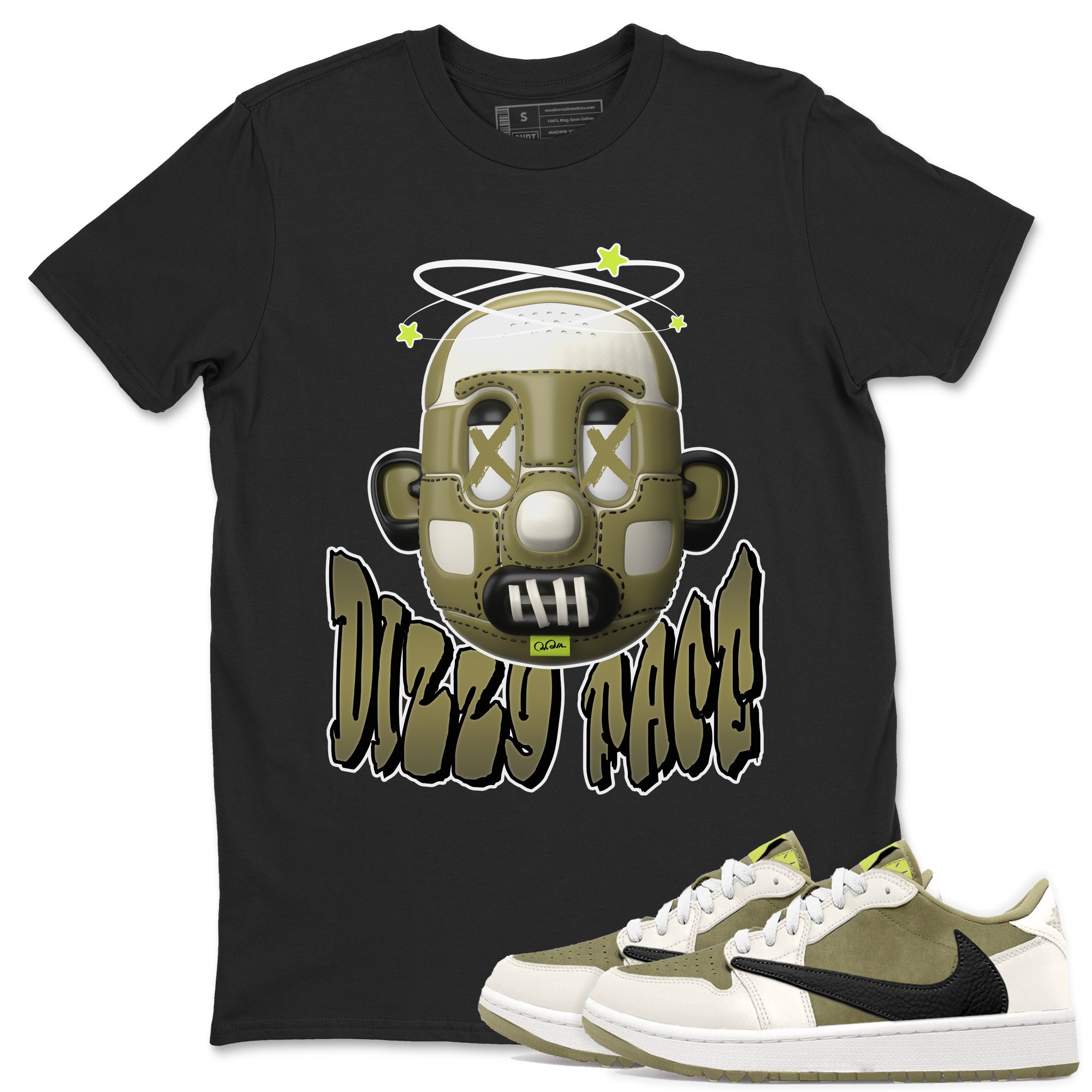 Air Jordan 1 Travis Scott Golf shirt to match jordans Dizzy Face Streetwear Sneaker Shirt AJ1 lowTravis Scott Golf Drip Gear Zone Sneaker Matching Clothing Unisex Black 1 T-Shirt