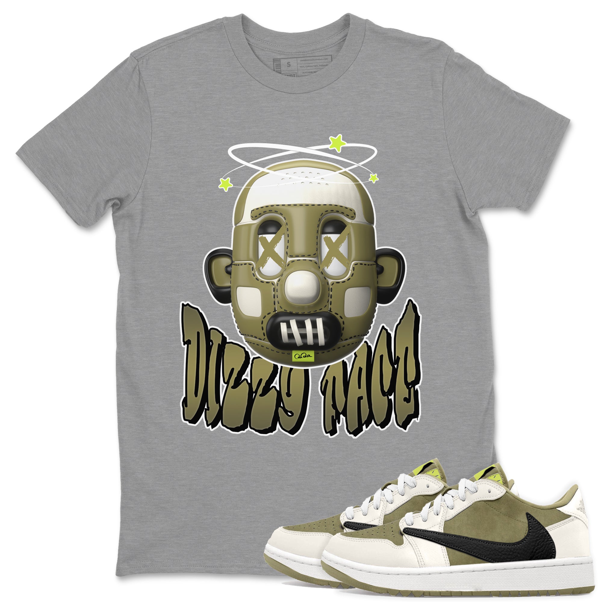 Air Jordan 1 Travis Scott Golf shirt to match jordans Dizzy Face Streetwear Sneaker Shirt AJ1 lowTravis Scott Golf Drip Gear Zone Sneaker Matching Clothing Unisex Heather Grey 1 T-Shirt