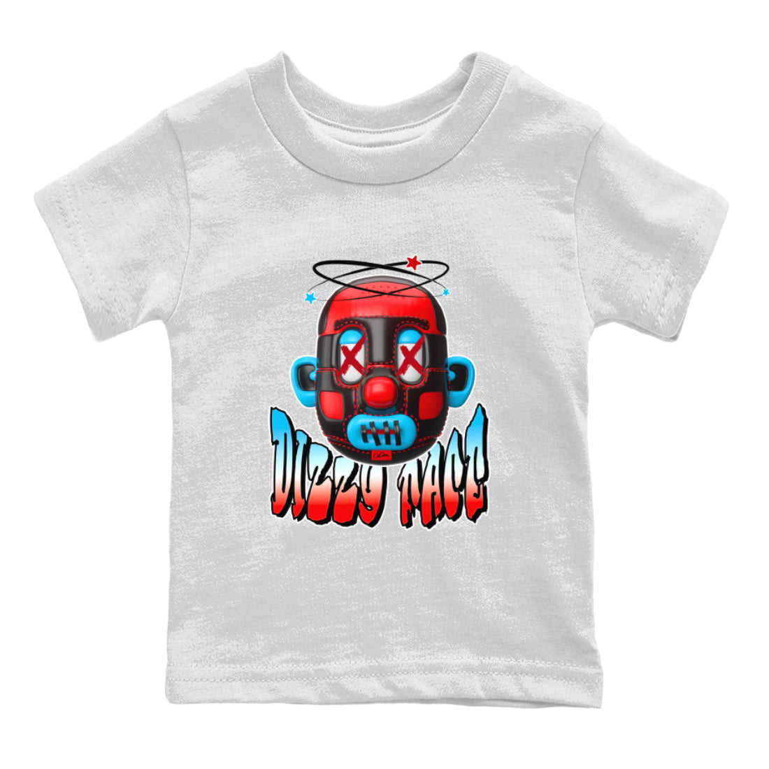 Air Jordan 1 UNC to Chicago Sneaker Match Tees Dizzy Face Streetwear Sneaker Shirt AJ1 UNC to Chicago Sneaker Release Tees Kids Shirts White 2