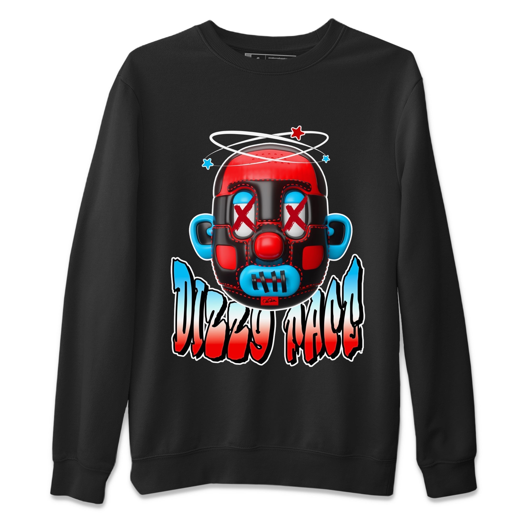 Air Jordan 1 UNC to Chicago Sneaker Match Tees Dizzy Face Streetwear Sneaker Shirt AJ1 UNC to Chicago Sneaker Release Tees Unisex Shirts Black 2