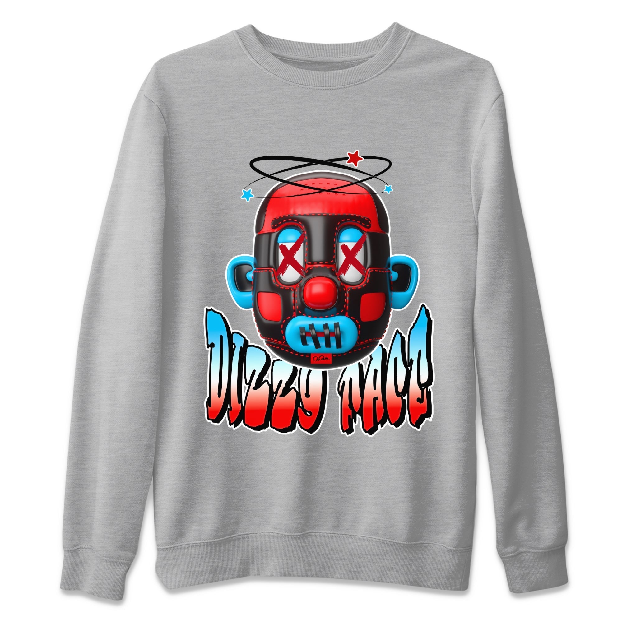 Air Jordan 1 UNC to Chicago Sneaker Match Tees Dizzy Face Streetwear Sneaker Shirt AJ1 UNC to Chicago Sneaker Release Tees Unisex Shirts Heather Grey 2