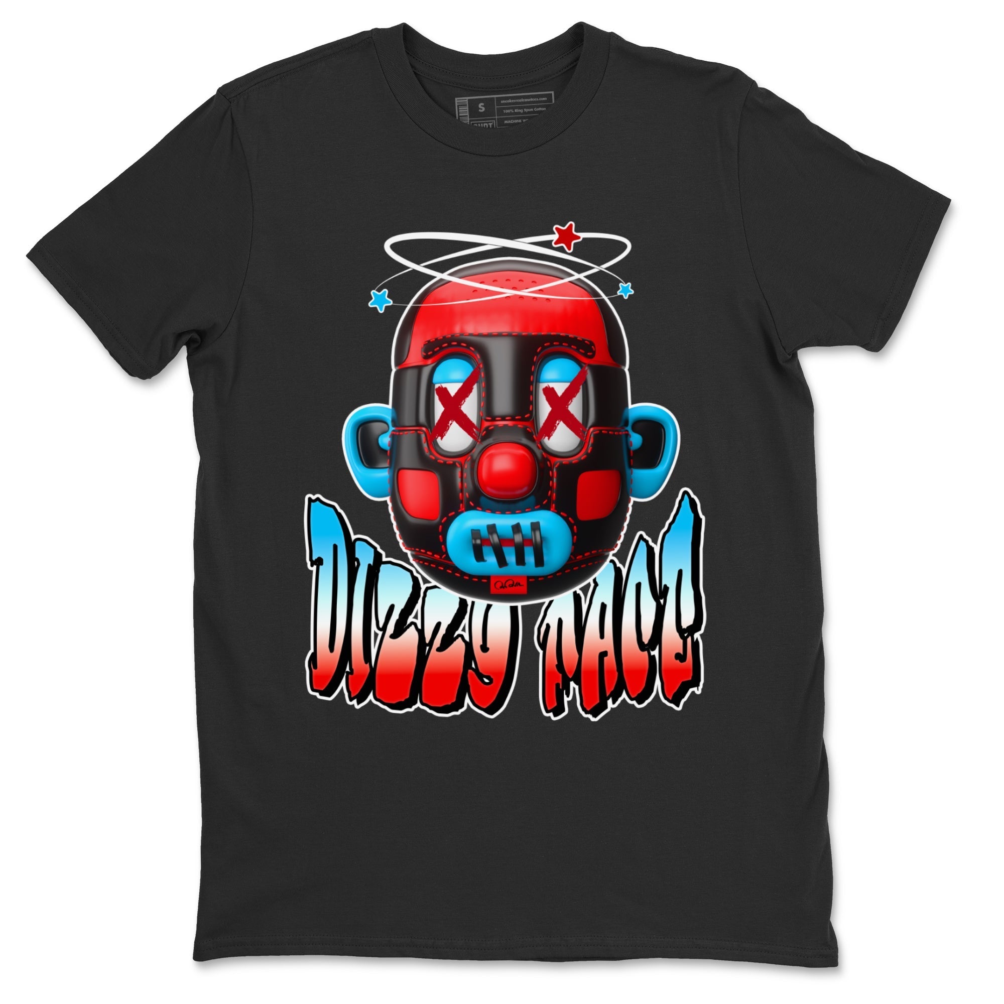 Air Jordan 1 UNC to Chicago Sneaker Match Tees Dizzy Face Streetwear Sneaker Shirt AJ1 UNC to Chicago Sneaker Release Tees Unisex Shirts Black 2