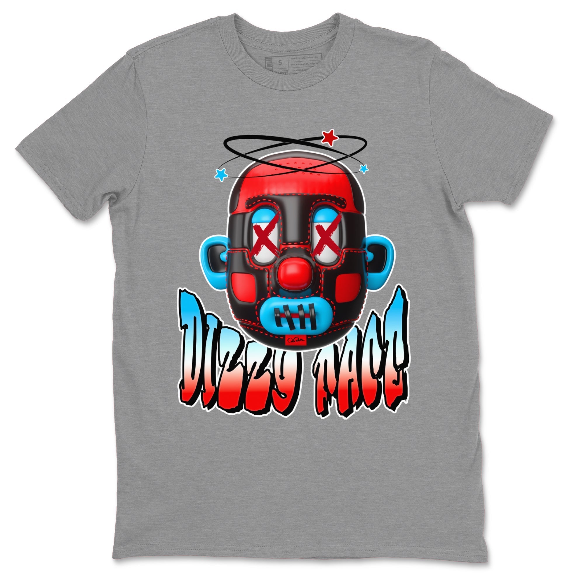 Air Jordan 1 UNC to Chicago Sneaker Match Tees Dizzy Face Streetwear Sneaker Shirt AJ1 UNC to Chicago Sneaker Release Tees Unisex Shirts Heather Grey 2