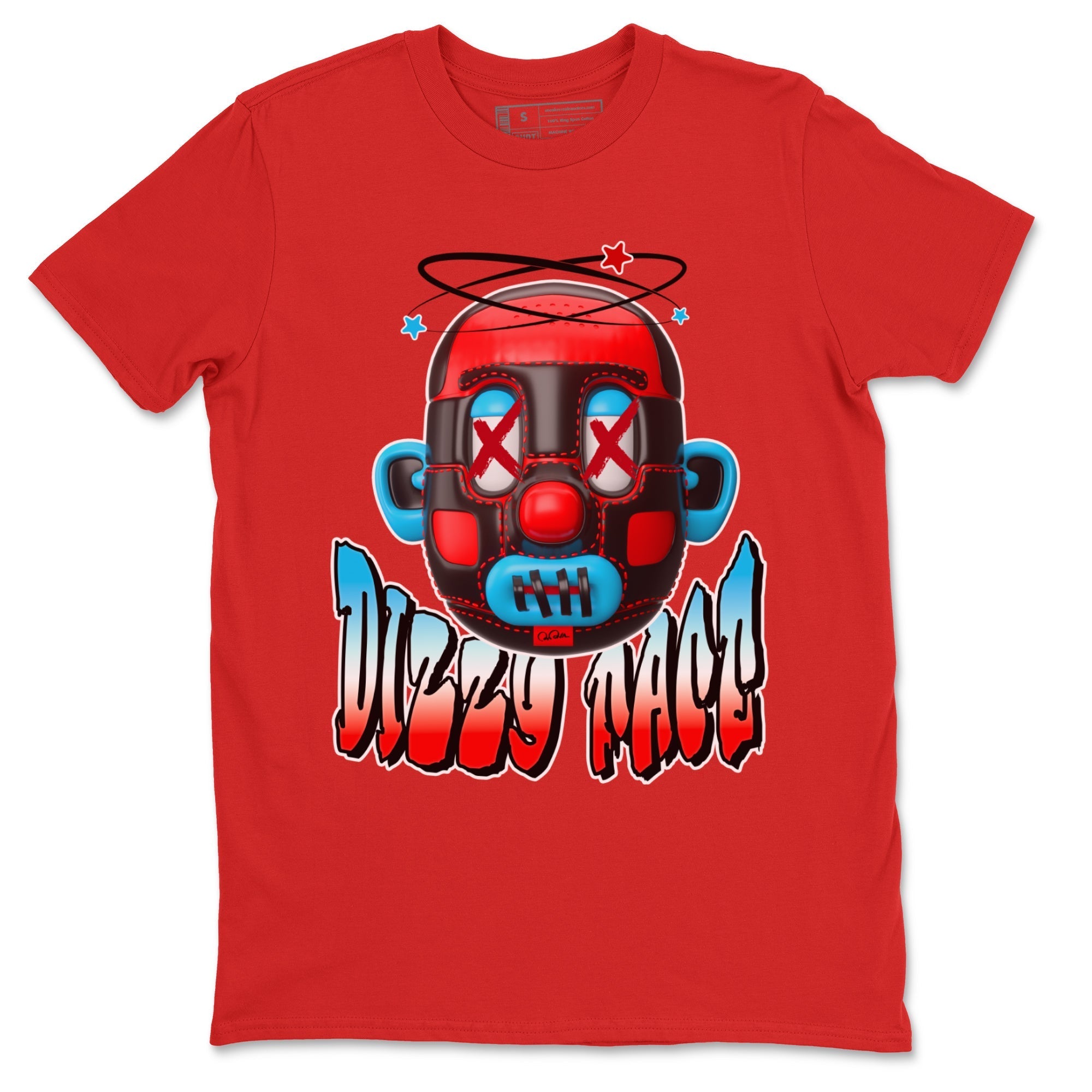 Air Jordan 1 UNC to Chicago Sneaker Match Tees Dizzy Face Streetwear Sneaker Shirt AJ1 UNC to Chicago Sneaker Release Tees Unisex Shirts Red 2