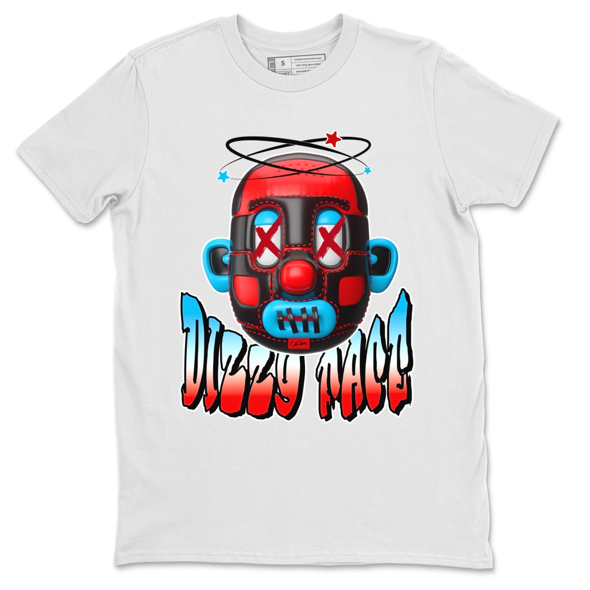 Air Jordan 1 UNC to Chicago Sneaker Match Tees Dizzy Face Streetwear Sneaker Shirt AJ1 UNC to Chicago Sneaker Release Tees Unisex Shirts White 2
