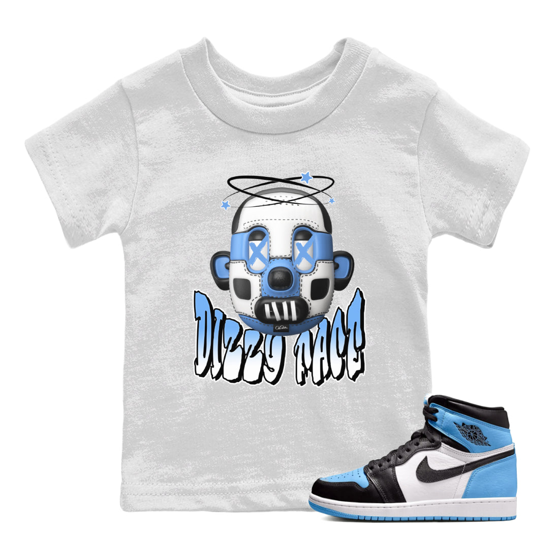Air Jordan 1 Retro High OG UNC Toe Shirt to match Jordans Dizzy Face Streetwear Sneaker Shirt AJ1 UNC Toe Drip Gear Zone Sneaker Matching Clothing Kids and Baby Tees White 1