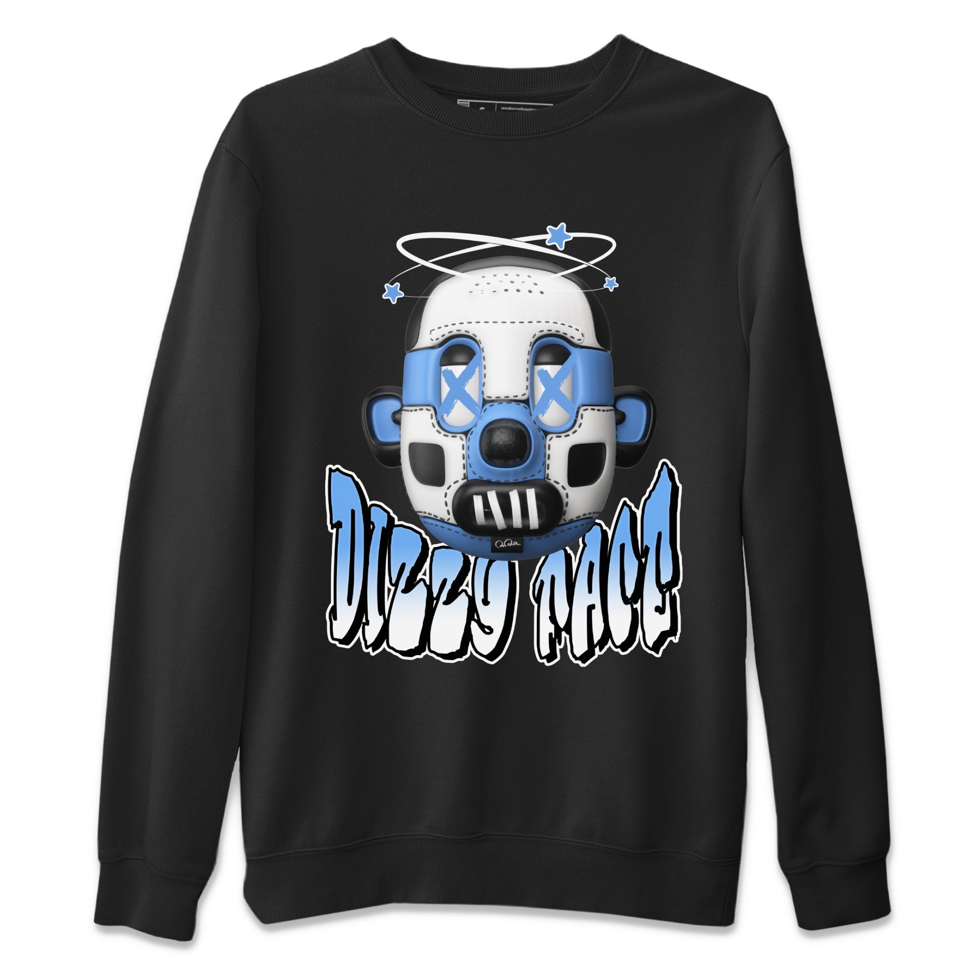 Air Jordan 1 Retro High OG UNC Toe Shirt to match Jordans Dizzy Face Streetwear Sneaker Shirt AJ1 UNC Toe Drip Gear Zone Sneaker Matching Clothing Crew Neck T-Shirts Black 2