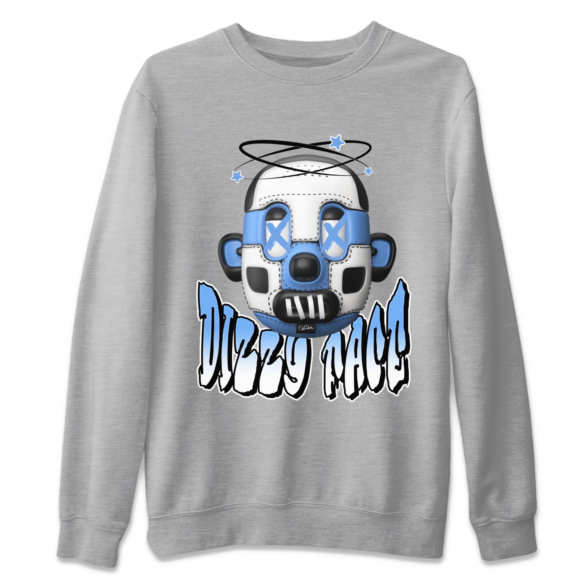 Air Jordan 1 Retro High OG UNC Toe Shirt to match Jordans Dizzy Face Streetwear Sneaker Shirt AJ1 UNC Toe Drip Gear Zone Sneaker Matching Clothing Crew Neck T-Shirts Heather Grey 2