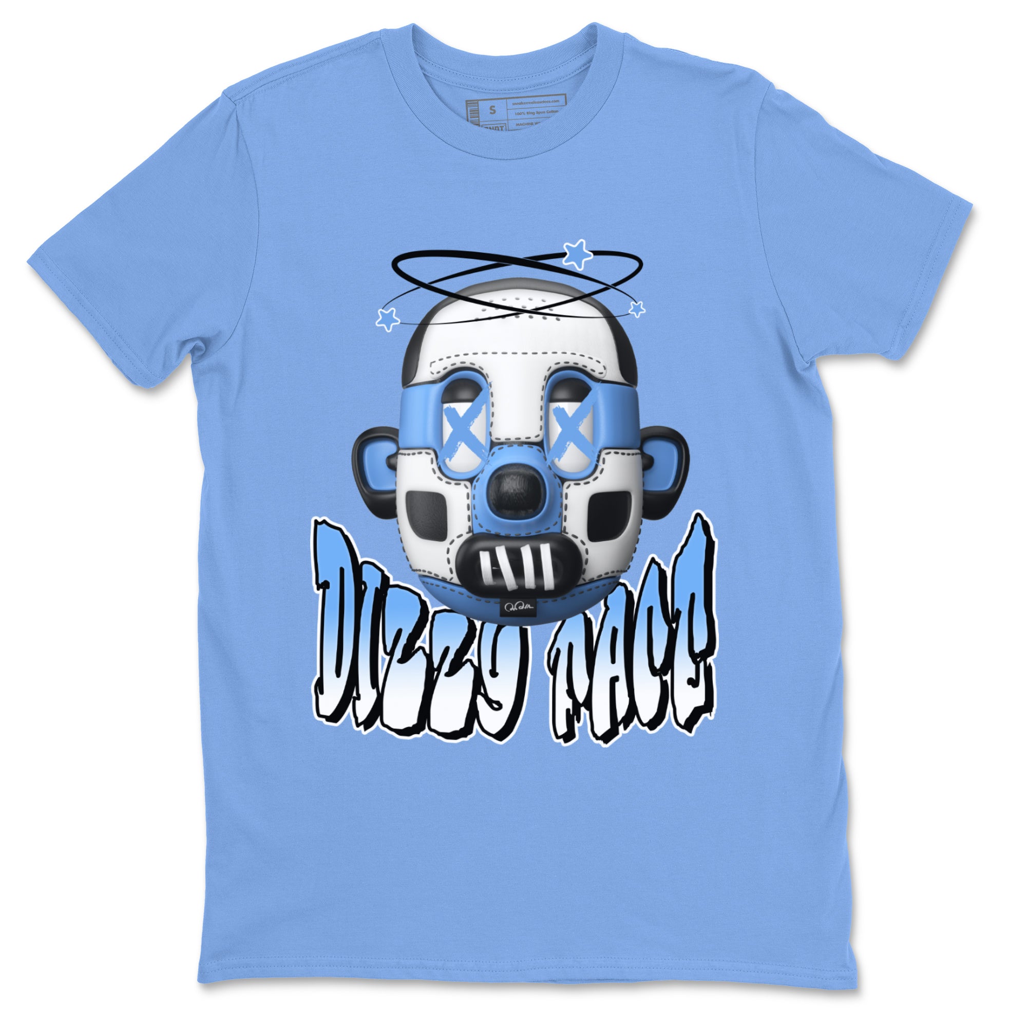 Air Jordan 1 Retro High OG UNC Toe Shirt to match Jordans Dizzy Face Streetwear Sneaker Shirt AJ1 UNC Toe Drip Gear Zone Sneaker Matching Clothing Crew Neck T-Shirts Carolina Blue 2