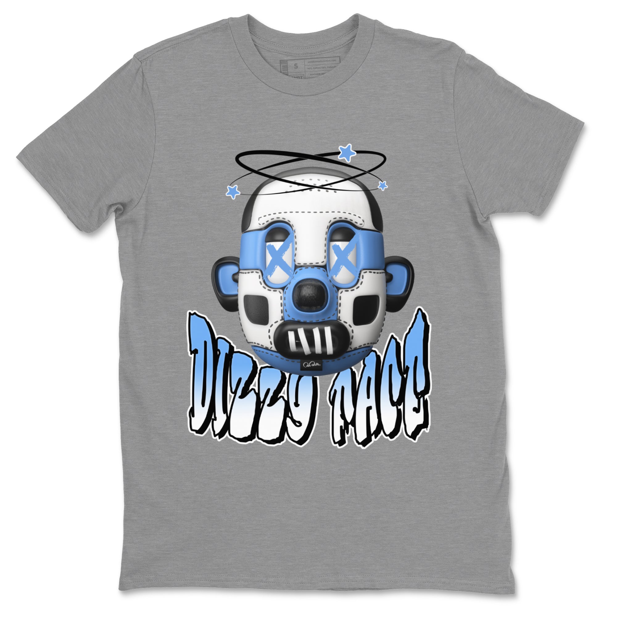 Air Jordan 1 Retro High OG UNC Toe Shirt to match Jordans Dizzy Face Streetwear Sneaker Shirt AJ1 UNC Toe Drip Gear Zone Sneaker Matching Clothing Crew Neck T-Shirts Heather Grey 2