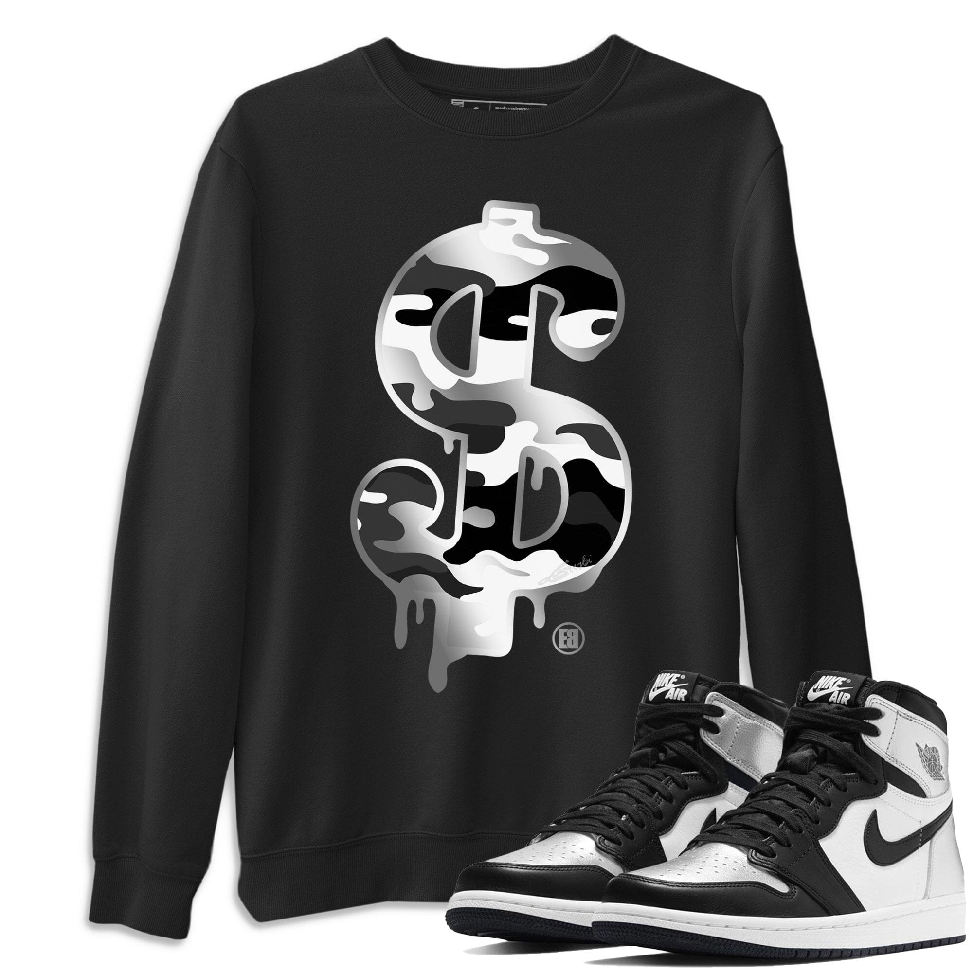 Jordan 1 Silver Toe Shirt To Match Jordans Dollar Camo Sneaker Tees Jordan 1 Silver Toe Drip Gear Zone Sneaker Matching Clothing Unisex Shirts