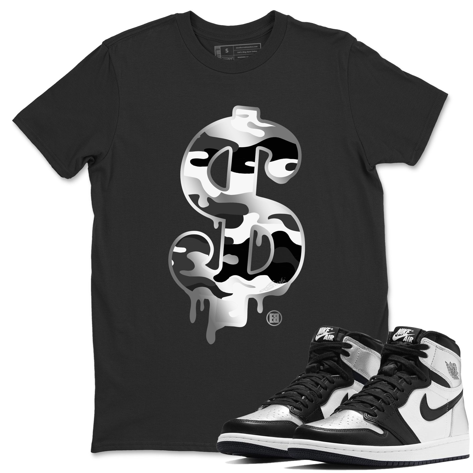 Jordan 1 Silver Toe Shirt To Match Jordans Dollar Camo Sneaker Tees Jordan 1 Silver Toe Drip Gear Zone Sneaker Matching Clothing Unisex Shirts