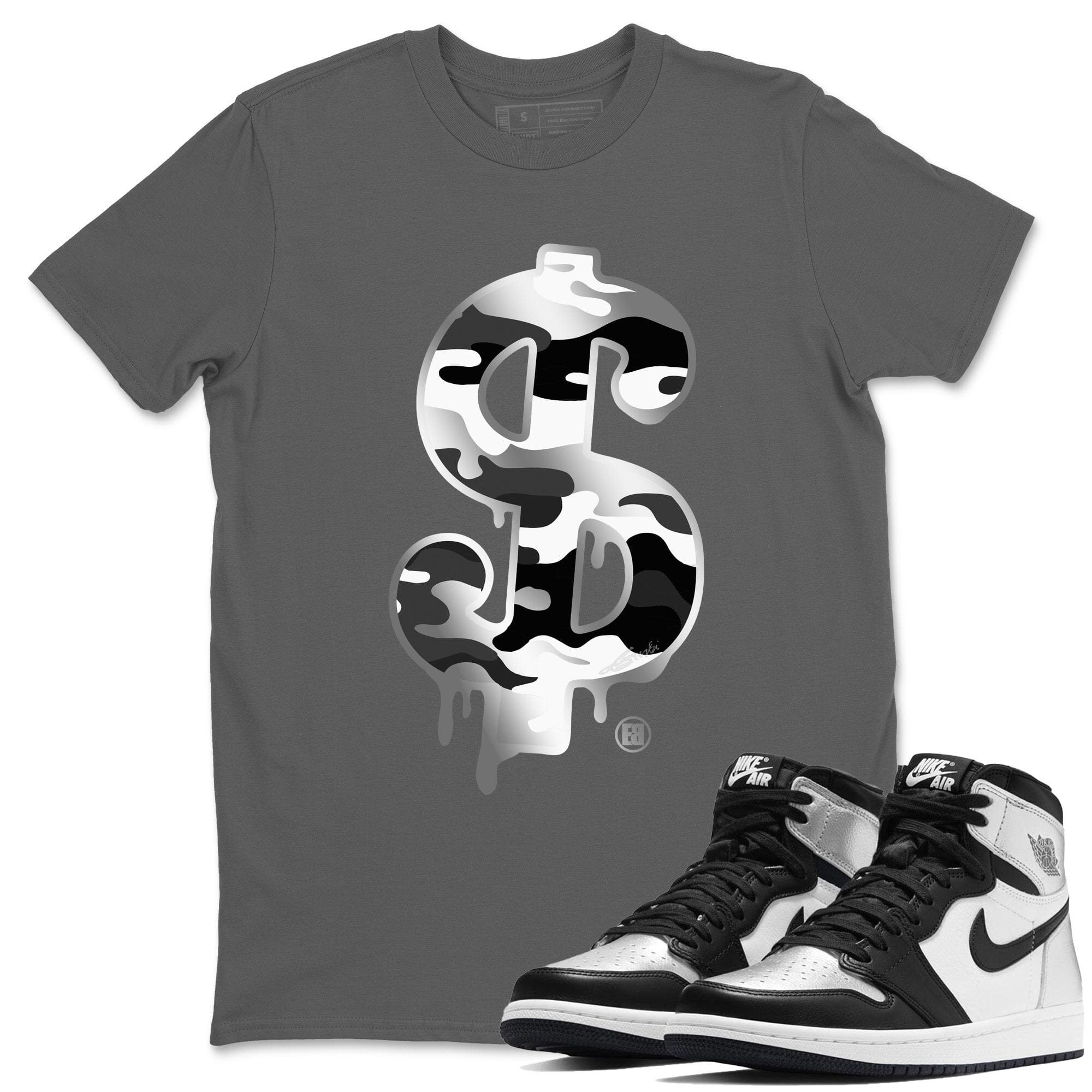Jordan 1 Silver Toe Shirt To Match Jordans Dollar Camo Sneaker Tees Jordan 1 Silver Toe Drip Gear Zone Sneaker Matching Clothing Unisex Shirts