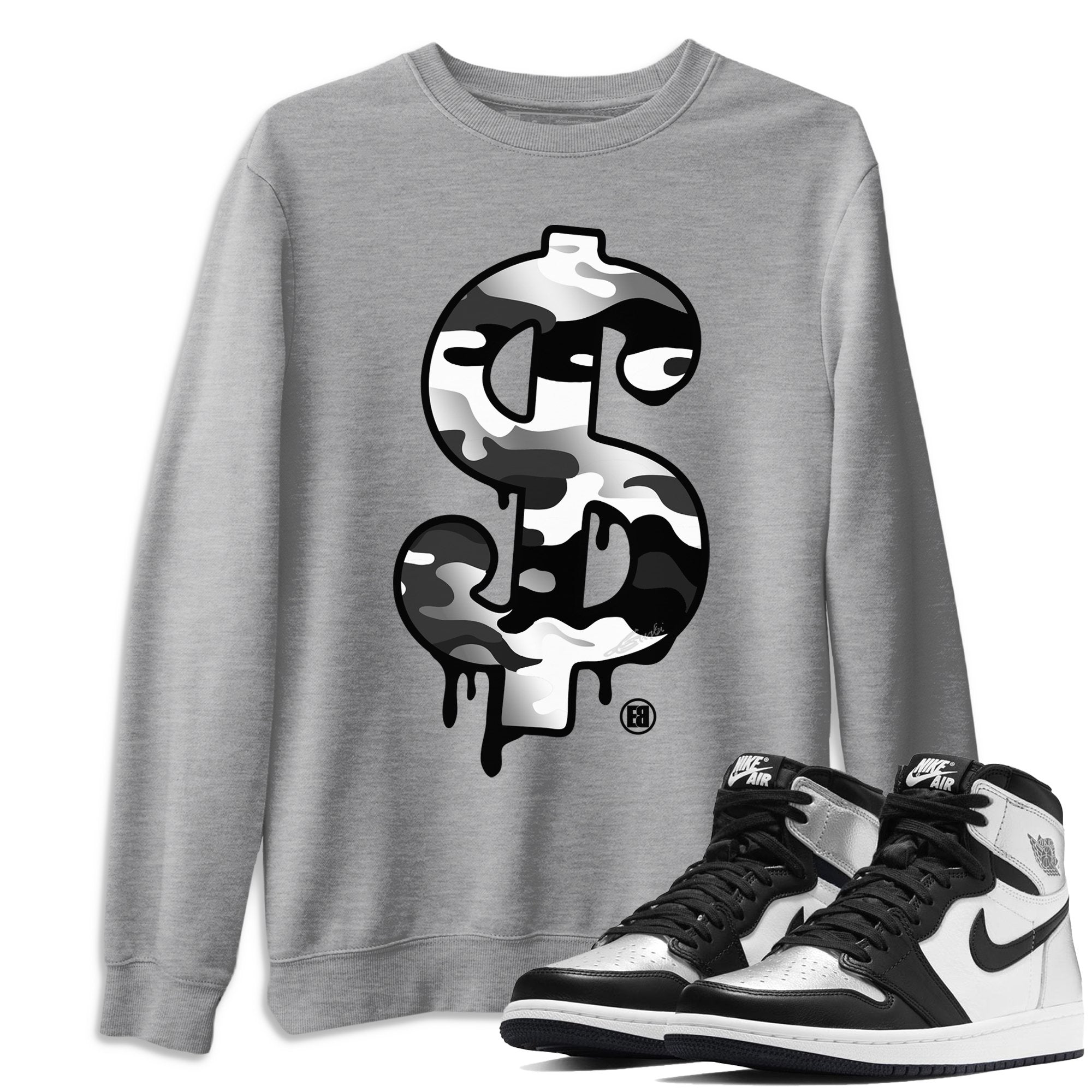 Jordan 1 Silver Toe Shirt To Match Jordans Dollar Camo Sneaker Tees Jordan 1 Silver Toe Drip Gear Zone Sneaker Matching Clothing Unisex Shirts
