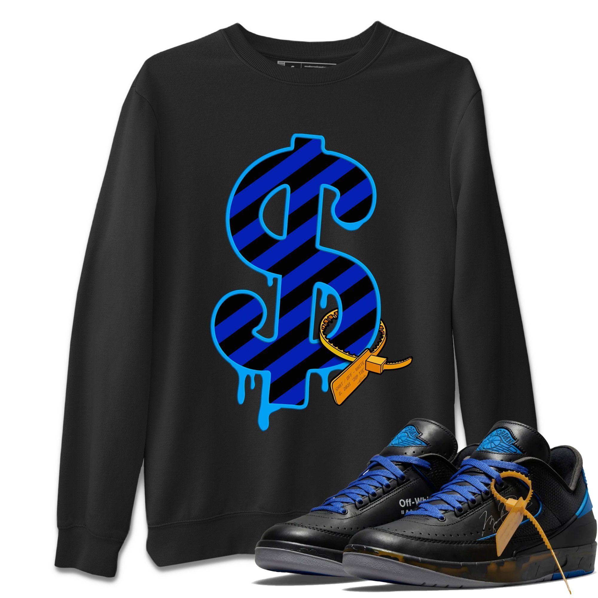 Jordan 2 OFF-WHITE Black Blue Shirt To Match Jordans Dollar Camo Sneaker Tees Jordan 2 OFF-WHITE Black Blue Drip Gear Zone Sneaker Matching Clothing Unisex Shirts