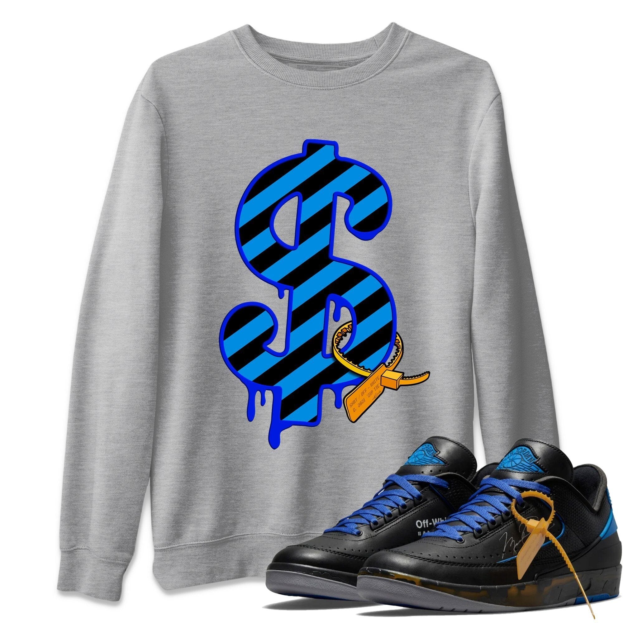 Jordan 2 OFF-WHITE Black Blue Shirt To Match Jordans Dollar Camo Sneaker Tees Jordan 2 OFF-WHITE Black Blue Drip Gear Zone Sneaker Matching Clothing Unisex Shirts