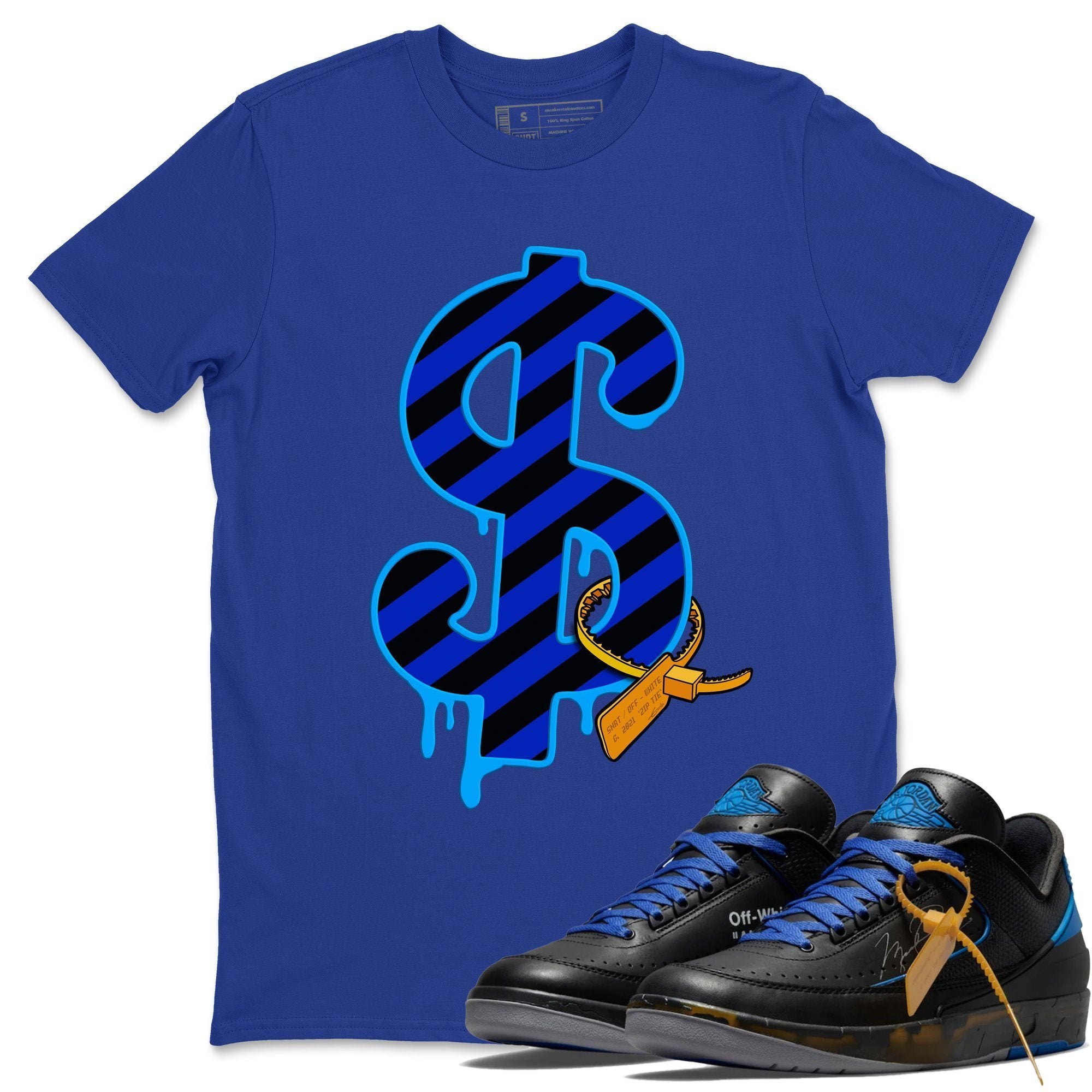 Jordan 2 OFF-WHITE Black Blue Shirt To Match Jordans Dollar Camo Sneaker Tees Jordan 2 OFF-WHITE Black Blue Drip Gear Zone Sneaker Matching Clothing Unisex Shirts