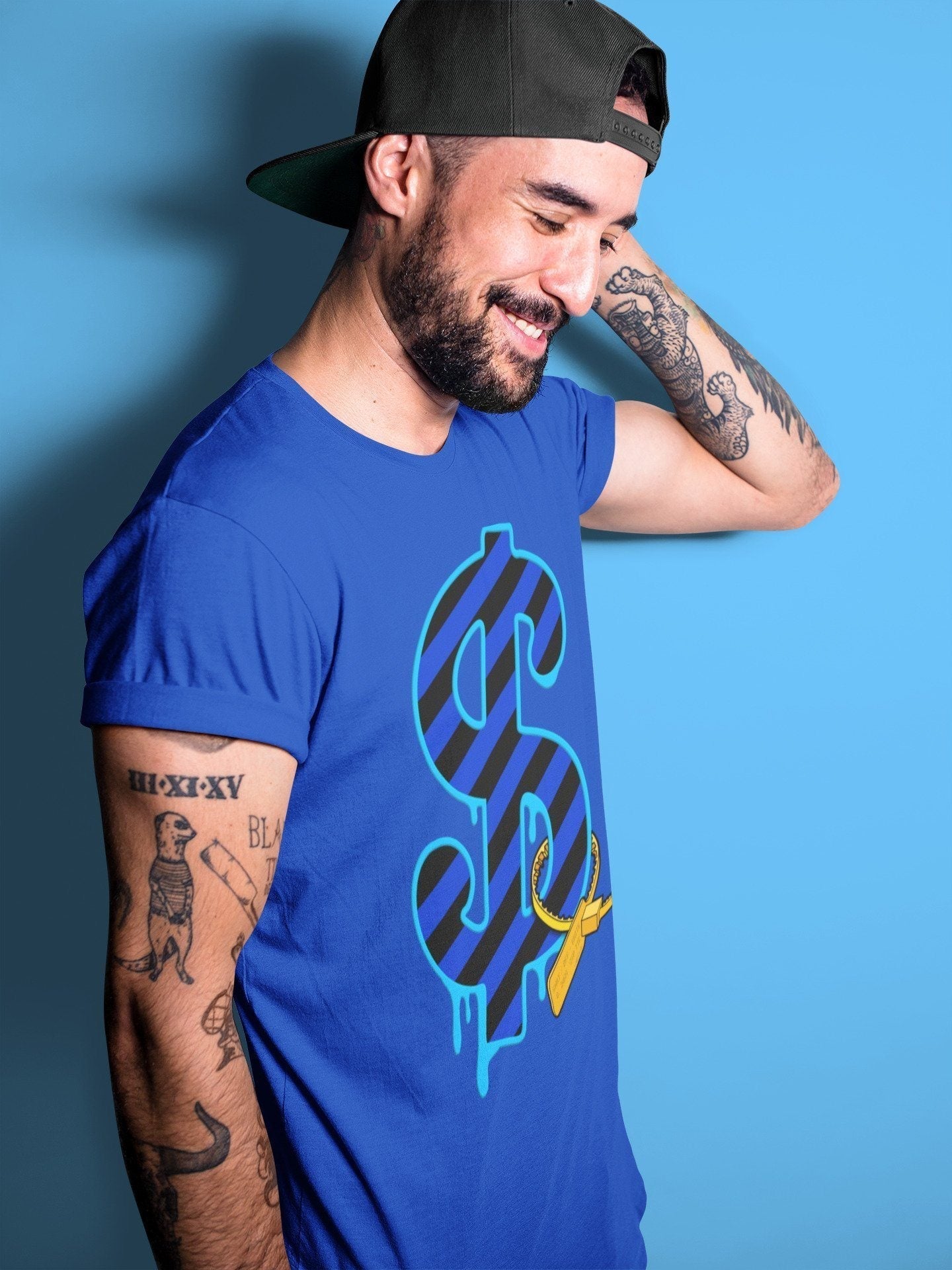 Jordan 2 OFF-WHITE Black Blue Shirt To Match Jordans Dollar Camo Sneaker Tees Jordan 2 OFF-WHITE Black Blue Drip Gear Zone Sneaker Matching Clothing Unisex Shirts