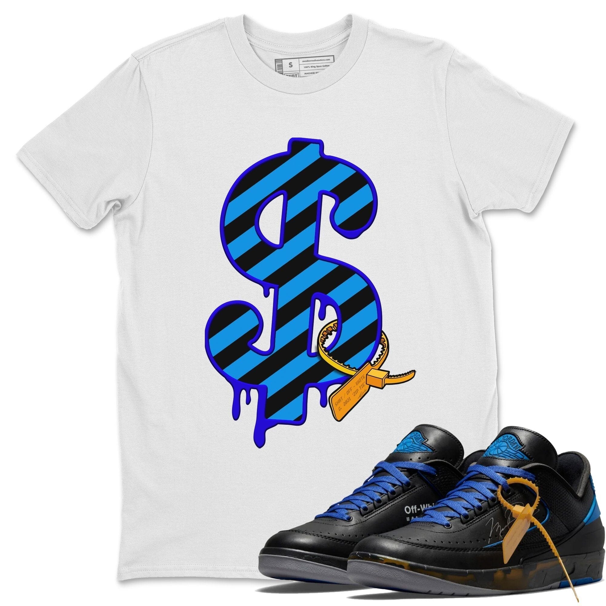 Jordan 2 OFF-WHITE Black Blue Shirt To Match Jordans Dollar Camo Sneaker Tees Jordan 2 OFF-WHITE Black Blue Drip Gear Zone Sneaker Matching Clothing Unisex Shirts